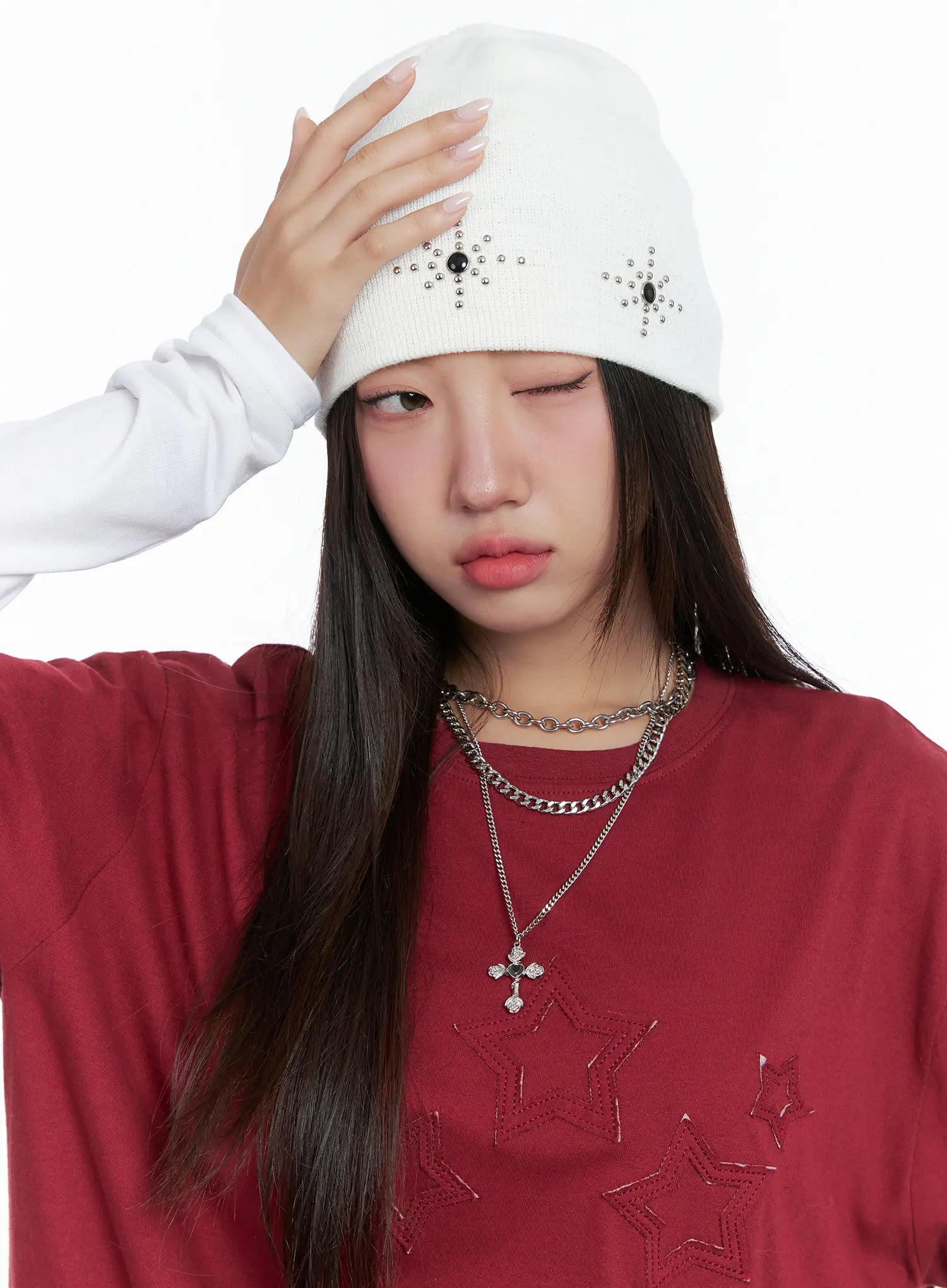 Boho Studded Ribbed Beanie CS503