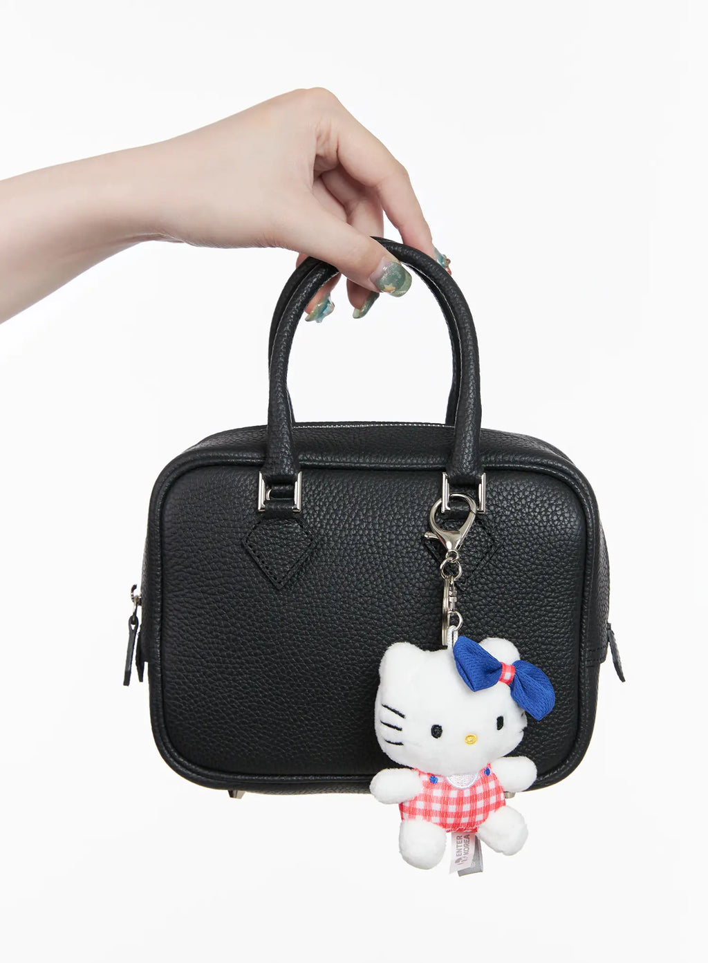 Blue Ribbon Gingham Kitty Keychain CL528