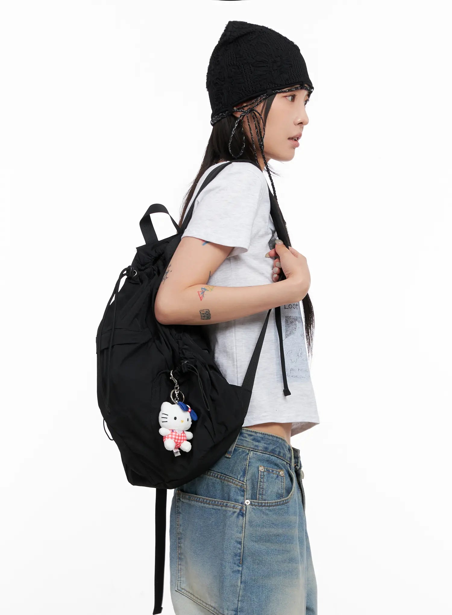 Blue Ribbon Gingham Kitty Keychain CL528