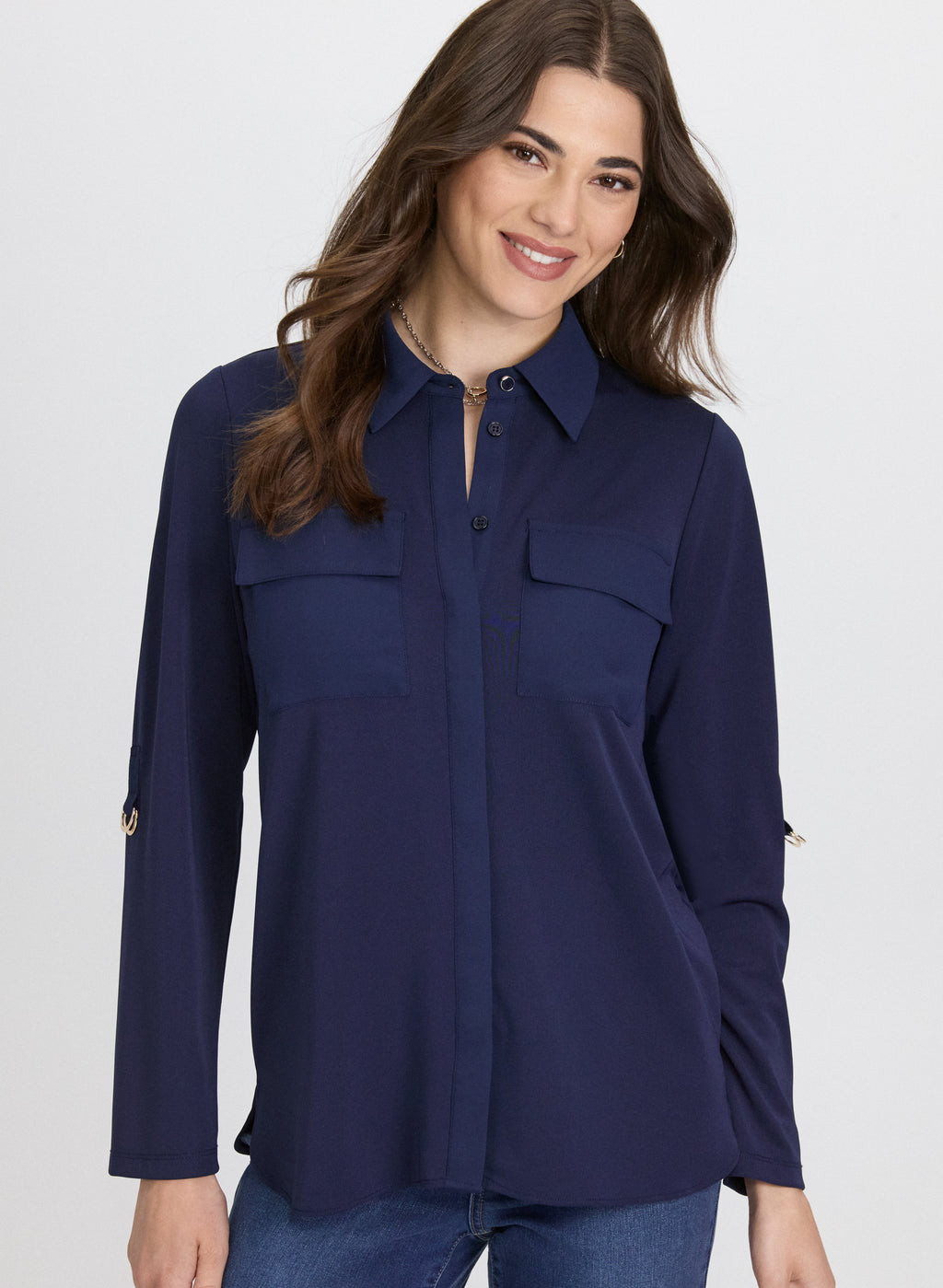 Button-Down Jersey Top