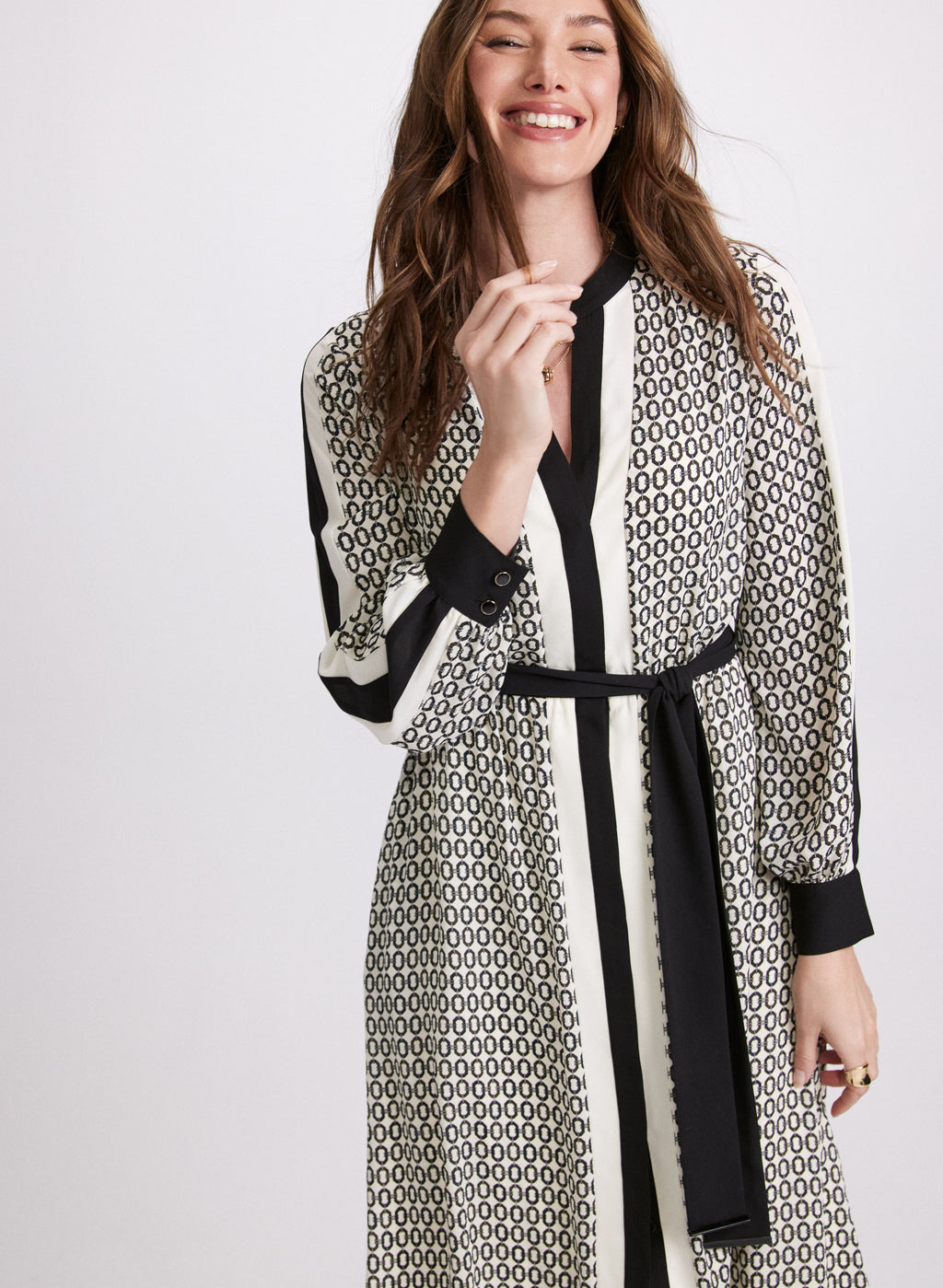 Contrast Geometric Print Dress