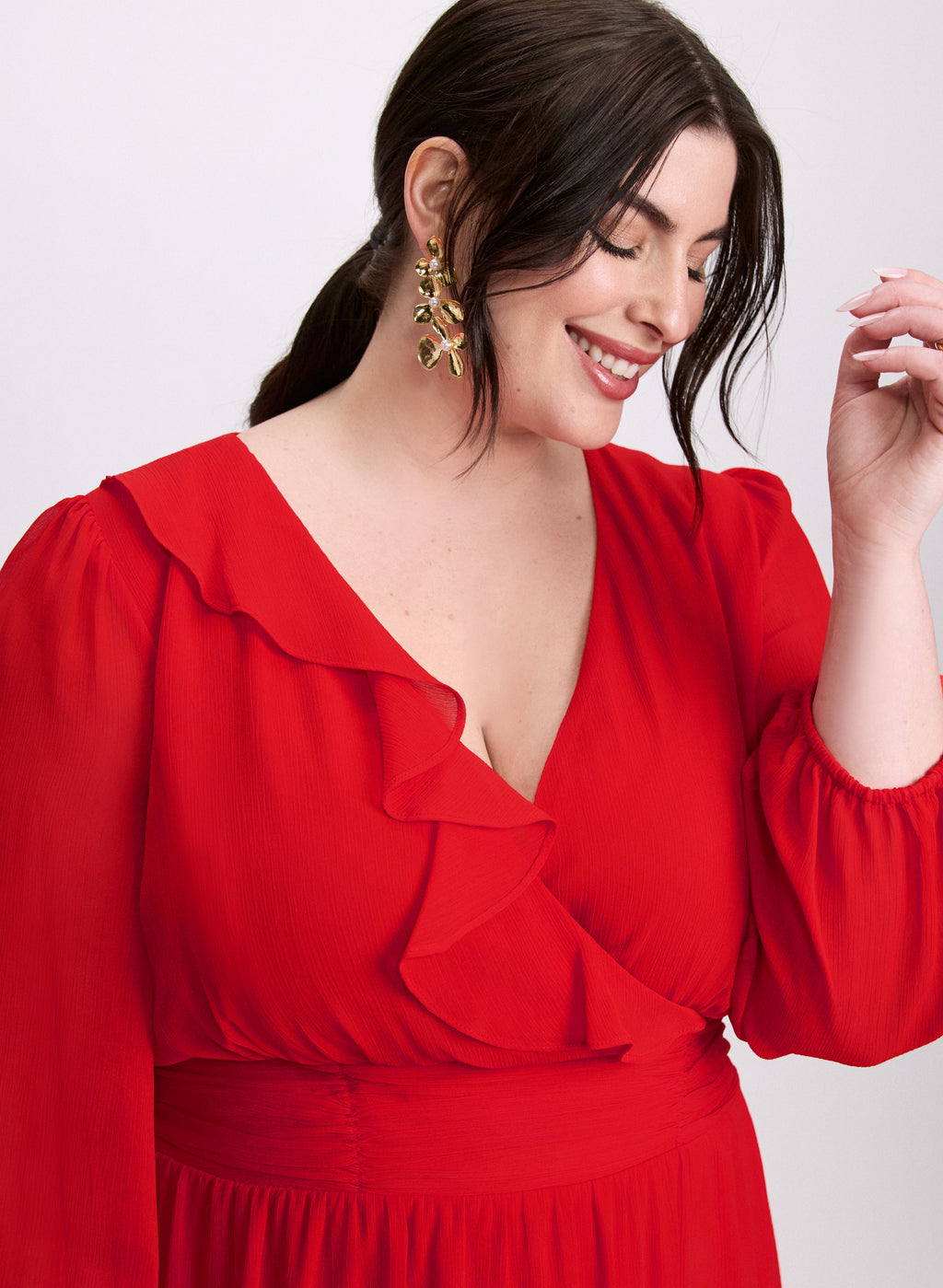 Asymmetric Ruffle Front Dress