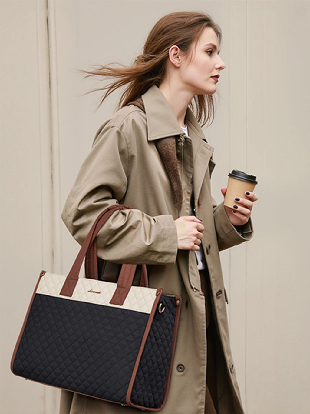 2Pcs Quilted Work Tote Bag, 15.6 17.3