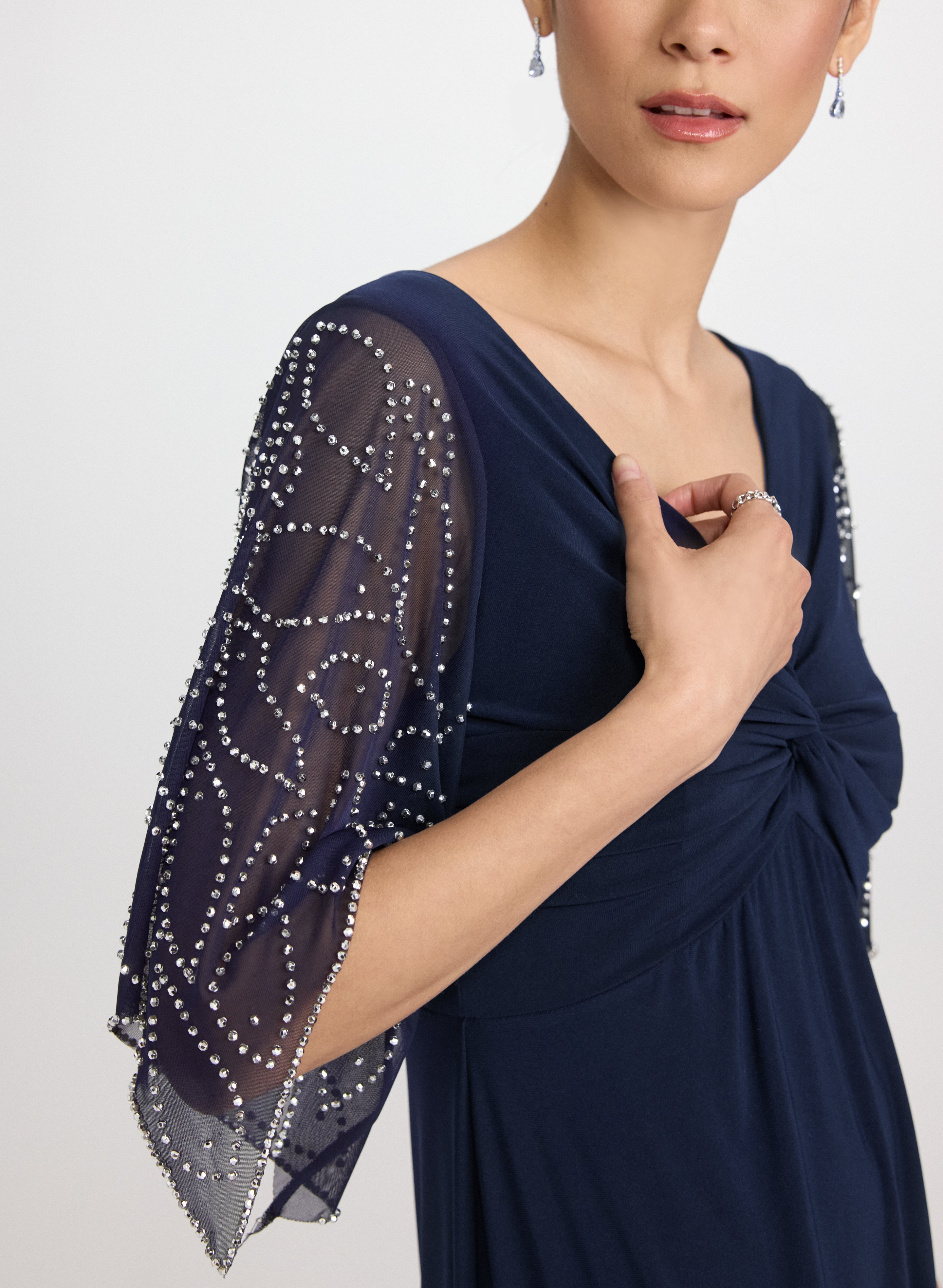 Beaded Flare Sleeve Dress