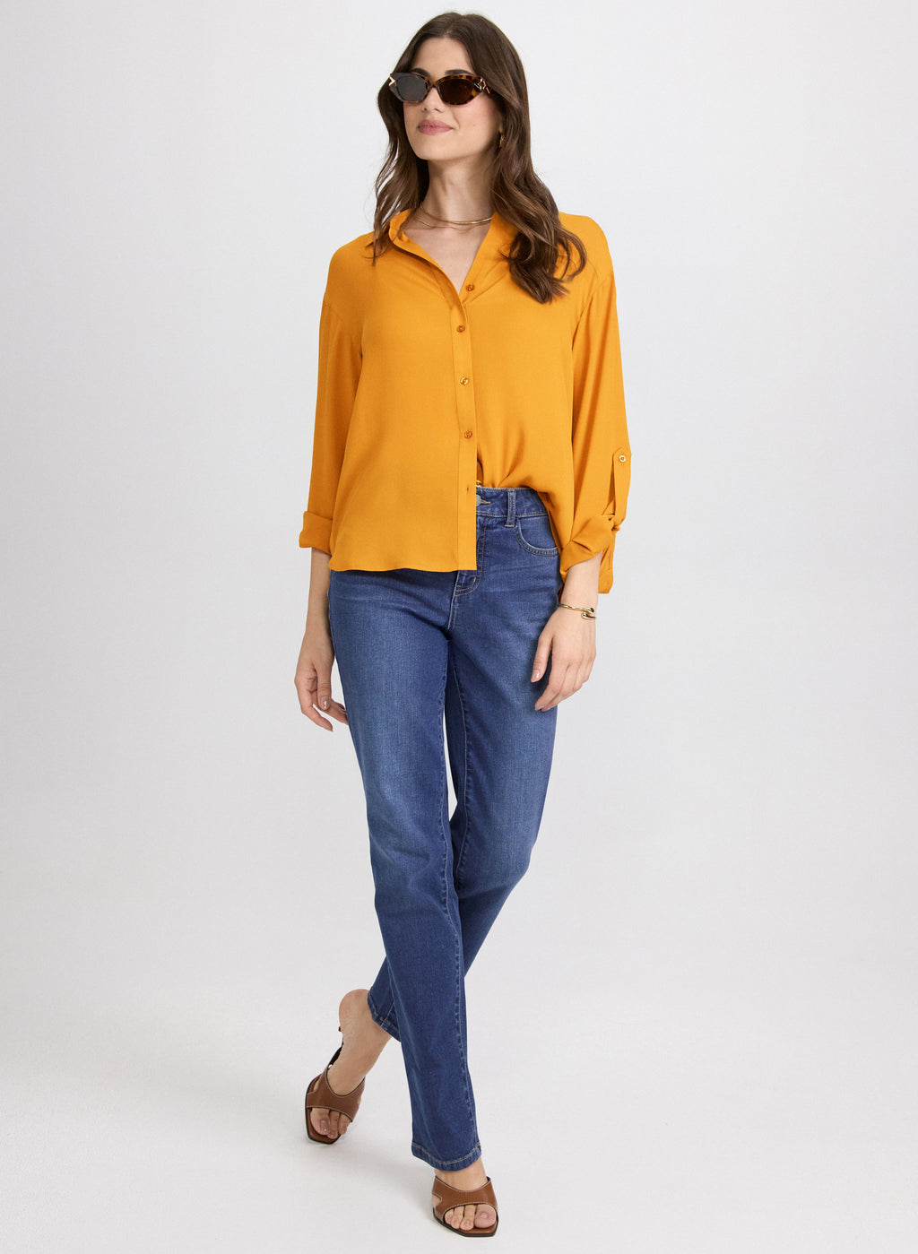 Crepe Button-Down Blouse