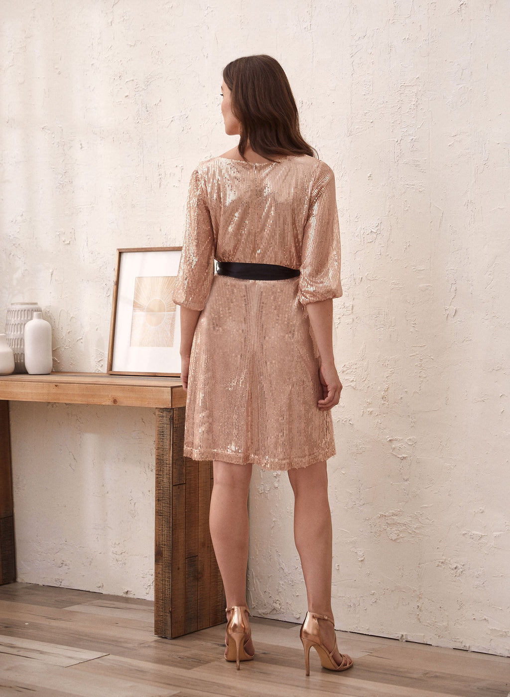 Balloon Sleeve Sequin Dress