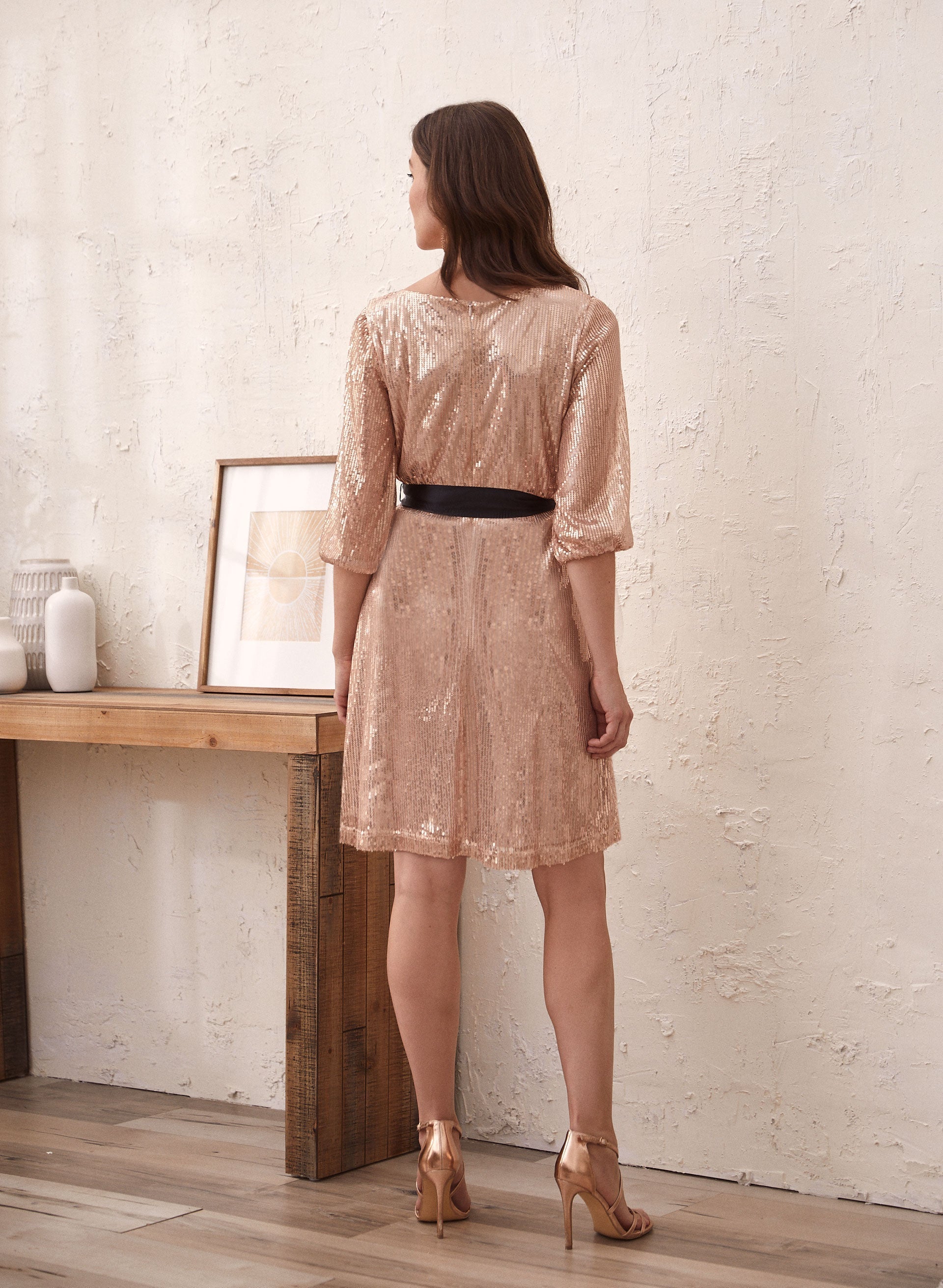 Balloon Sleeve Sequin Dress