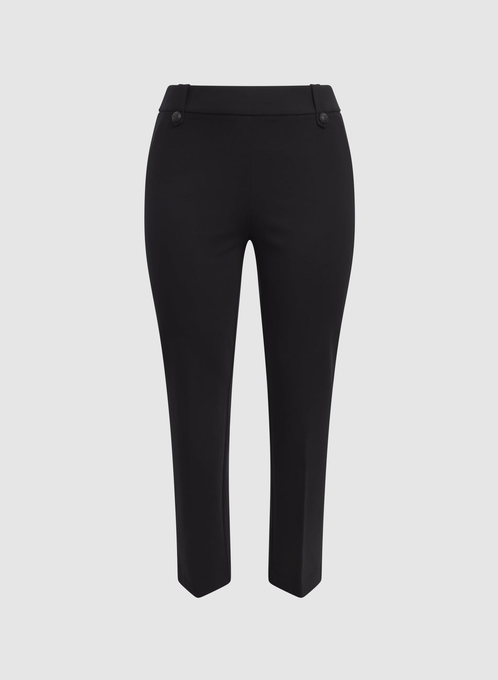 Ava Embossed Button Straight-Leg Pants