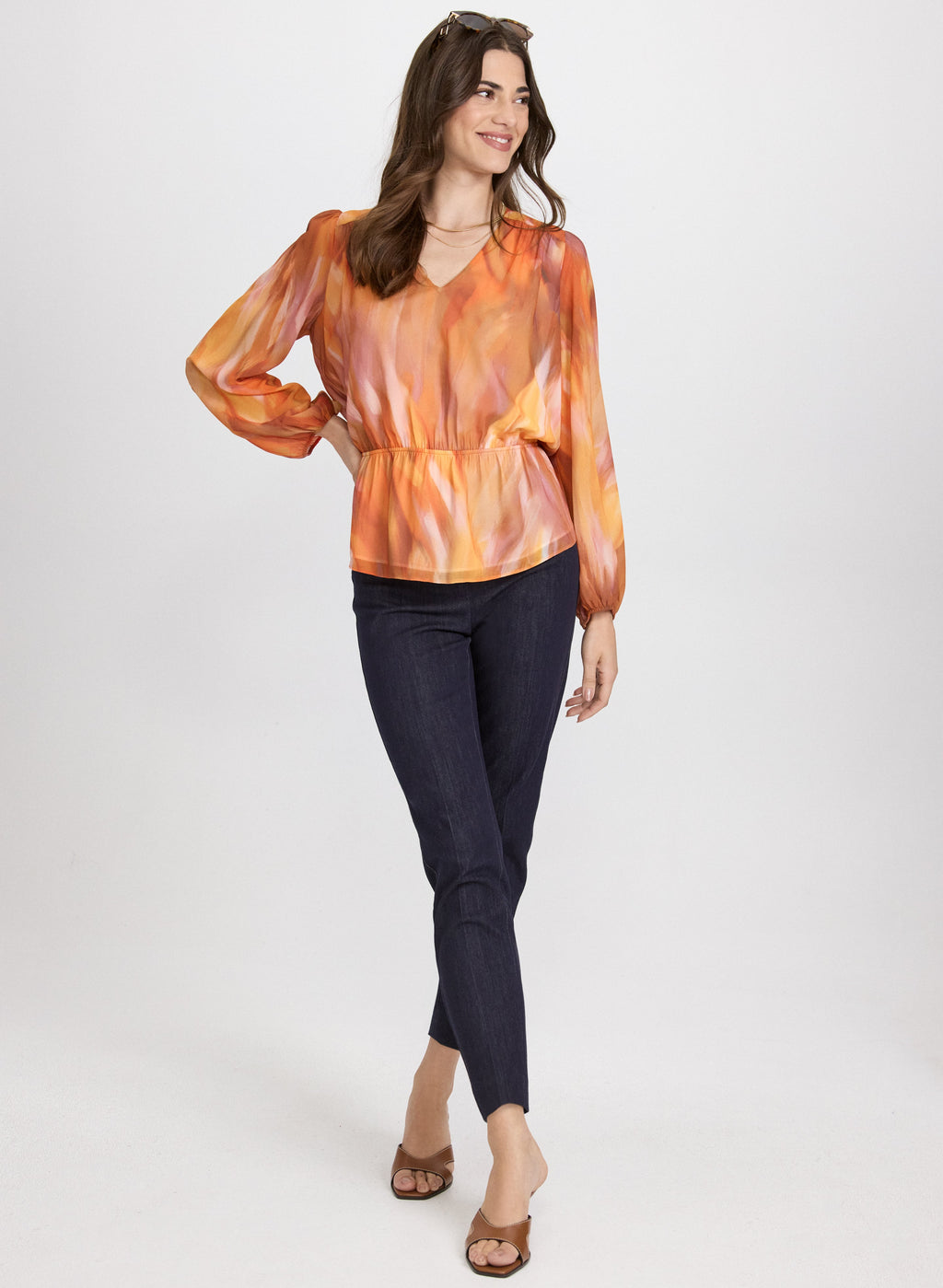 Abstract Peplum Blouse