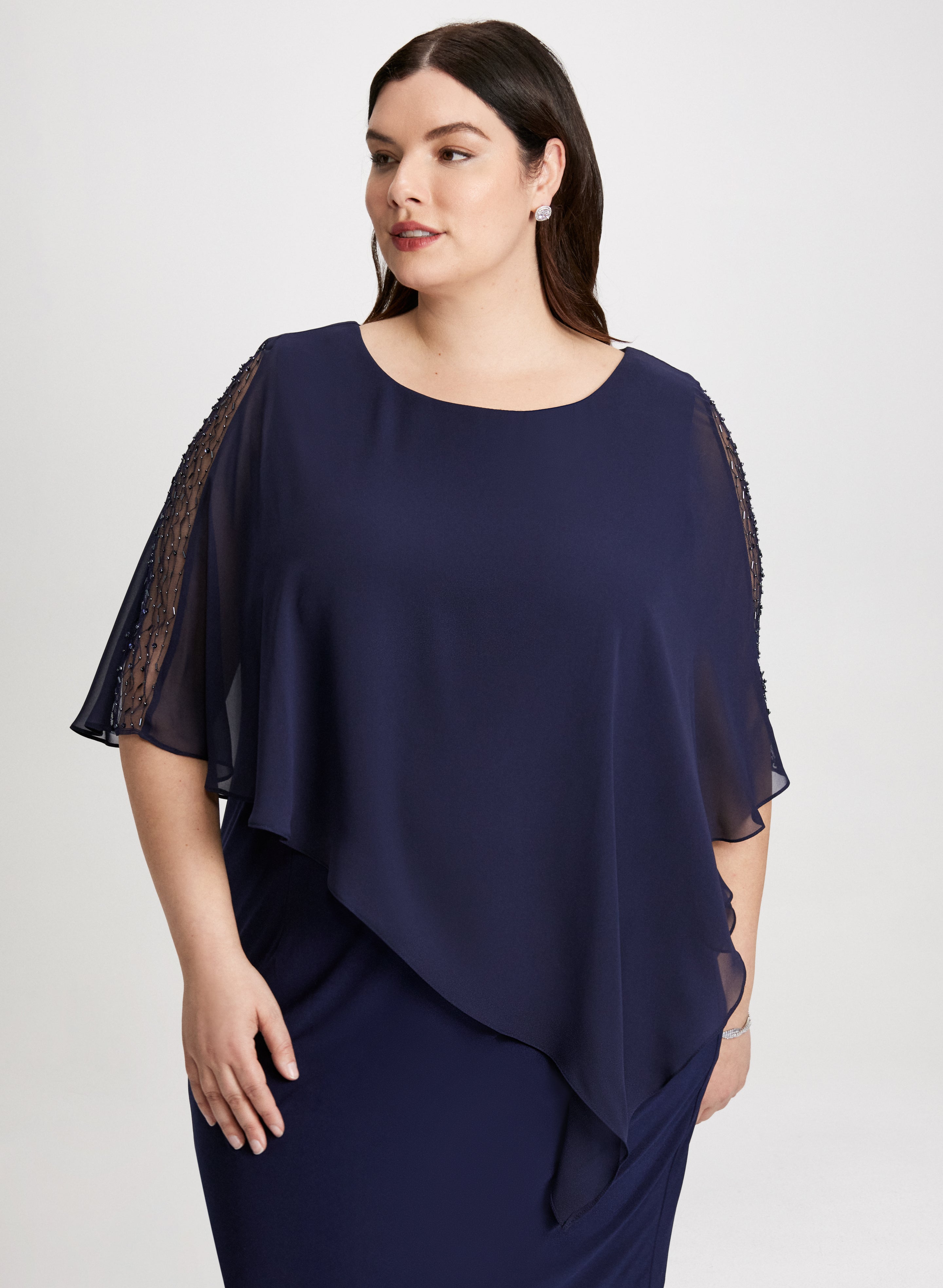 Asymmetric Poncho Evening Dress