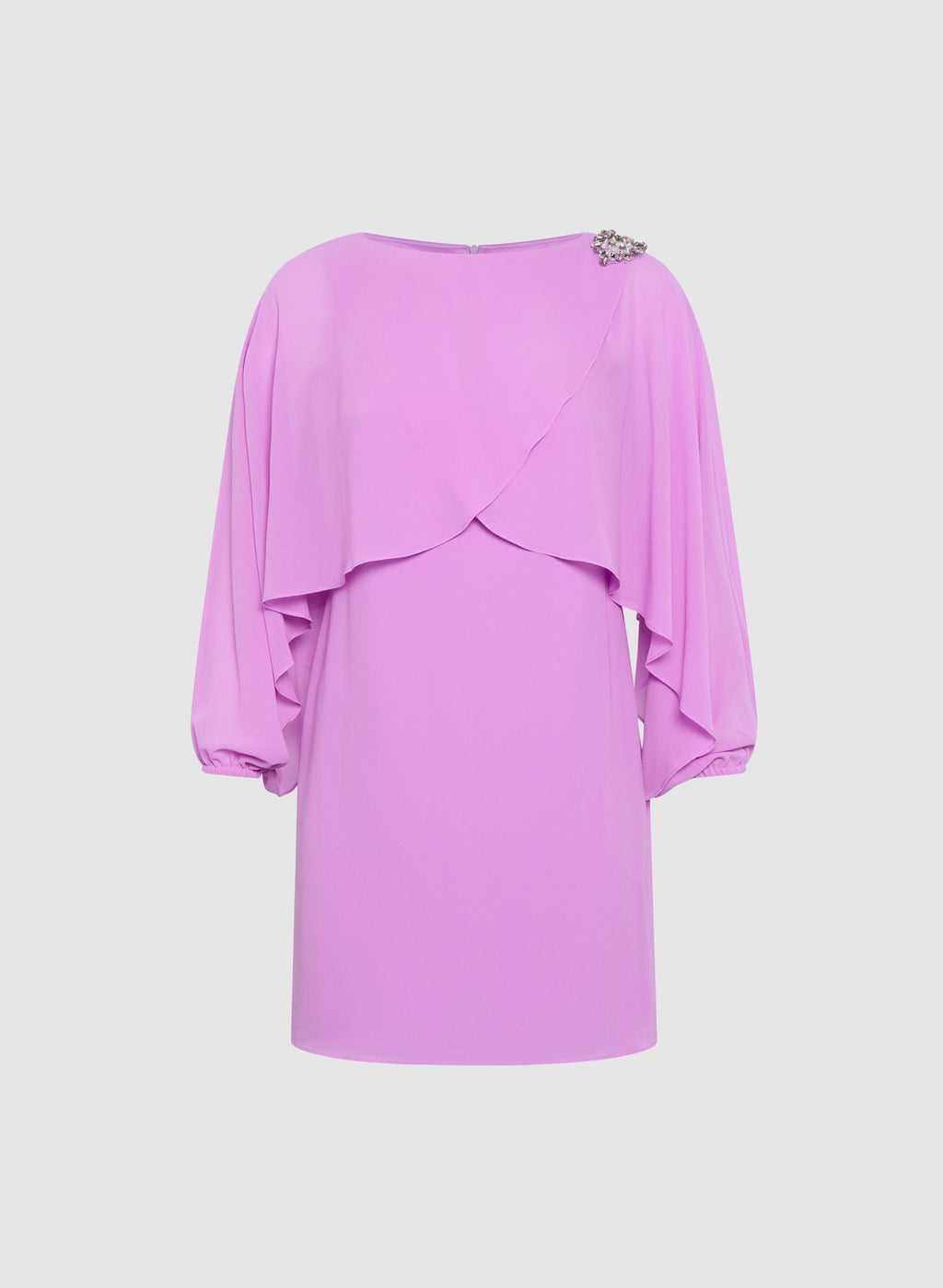 Brooch Embellished Capelet Dress