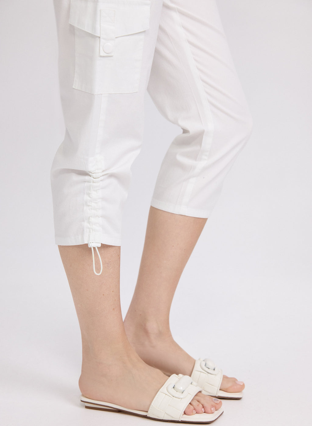 Cropped Drawstring Hem Cargo Pants