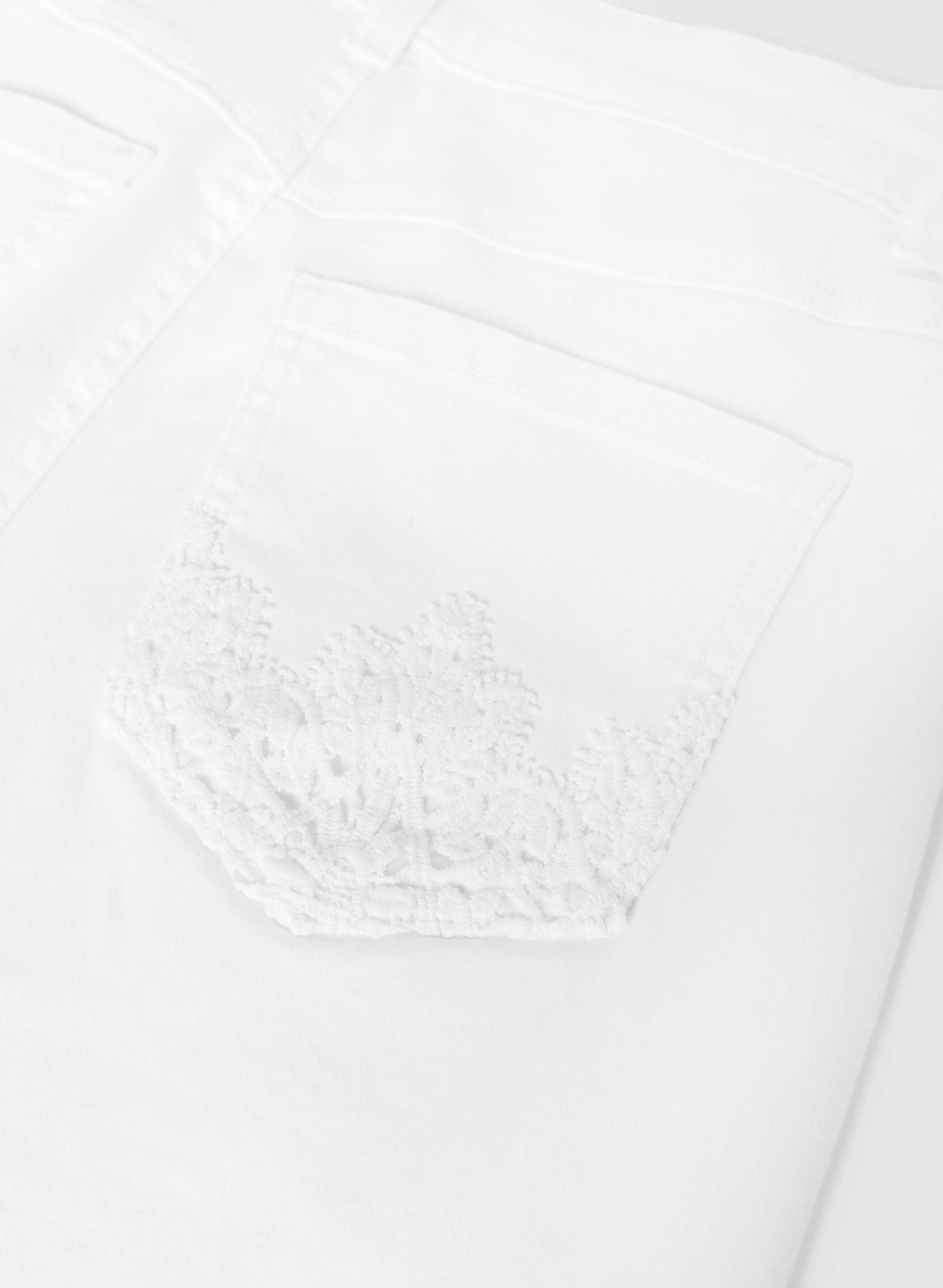 Crochet Trim Denim Capris