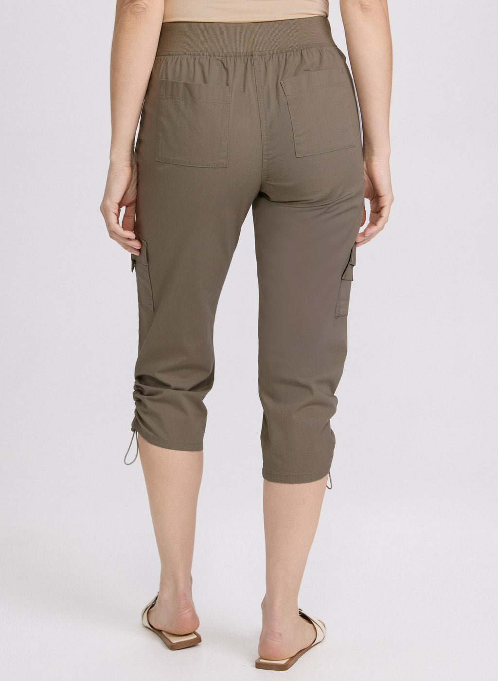 Cropped Drawstring Hem Cargo Pants