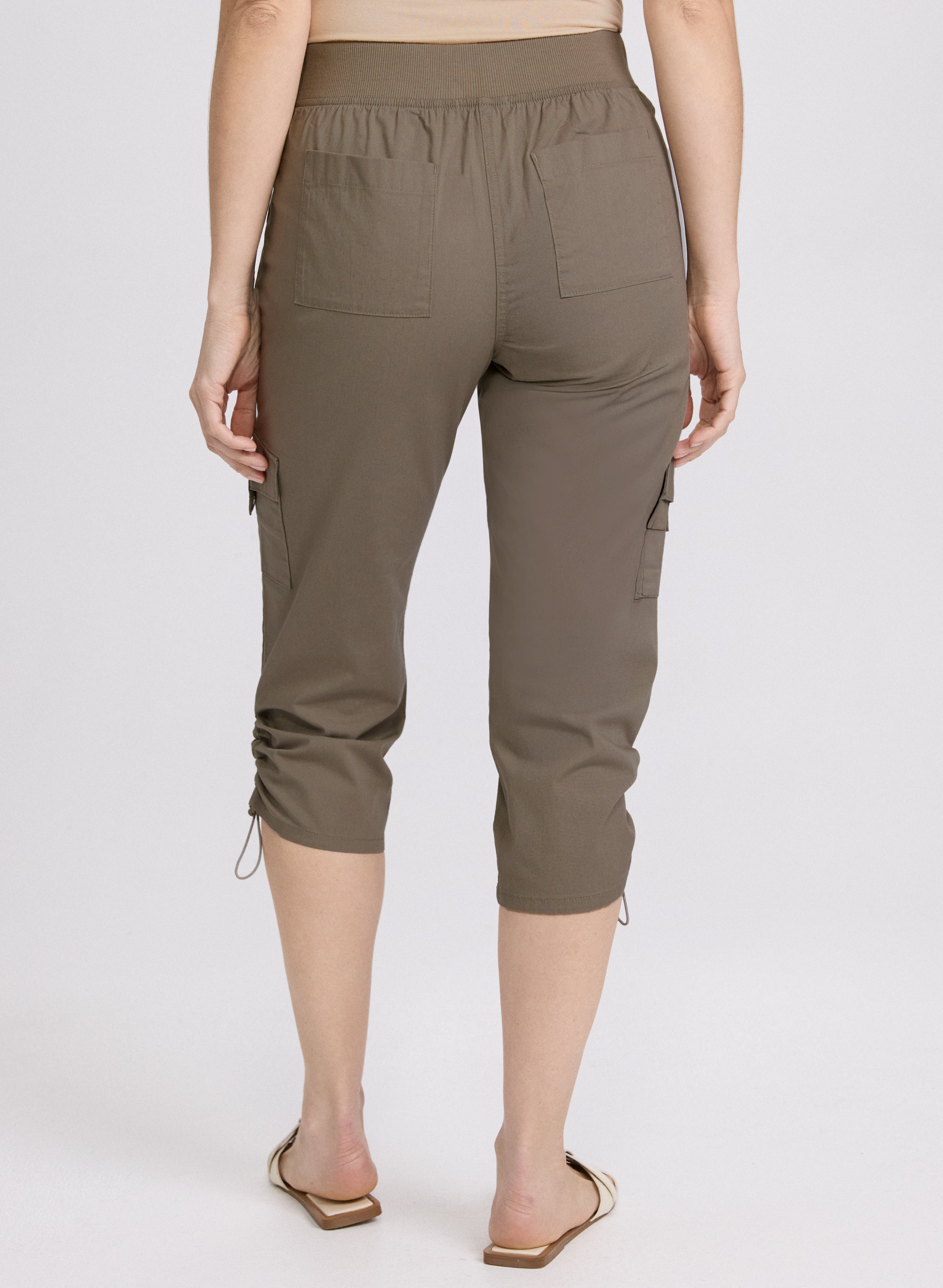 Cropped Drawstring Hem Cargo Pants