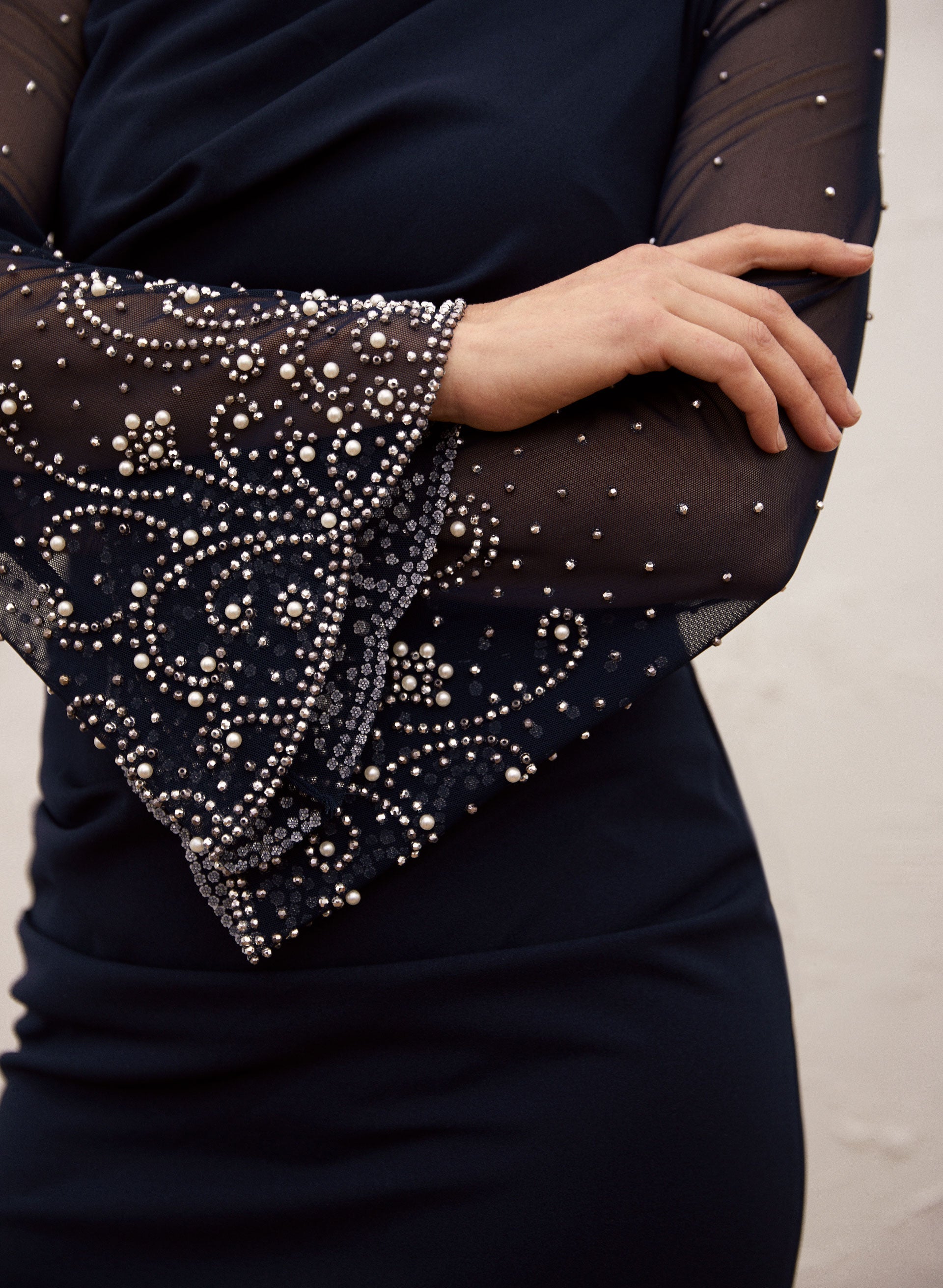 Bell Sleeve Beaded Dress