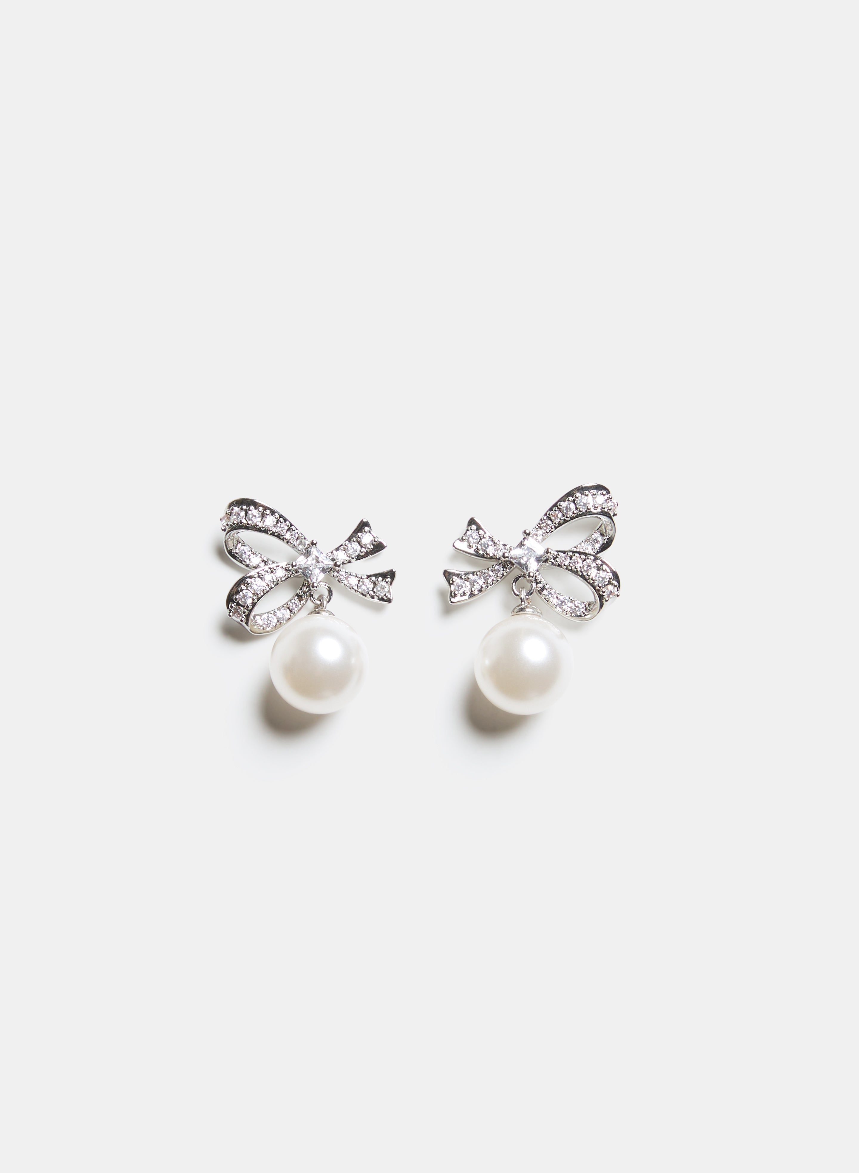 Bow & Pearl Drop Earrings