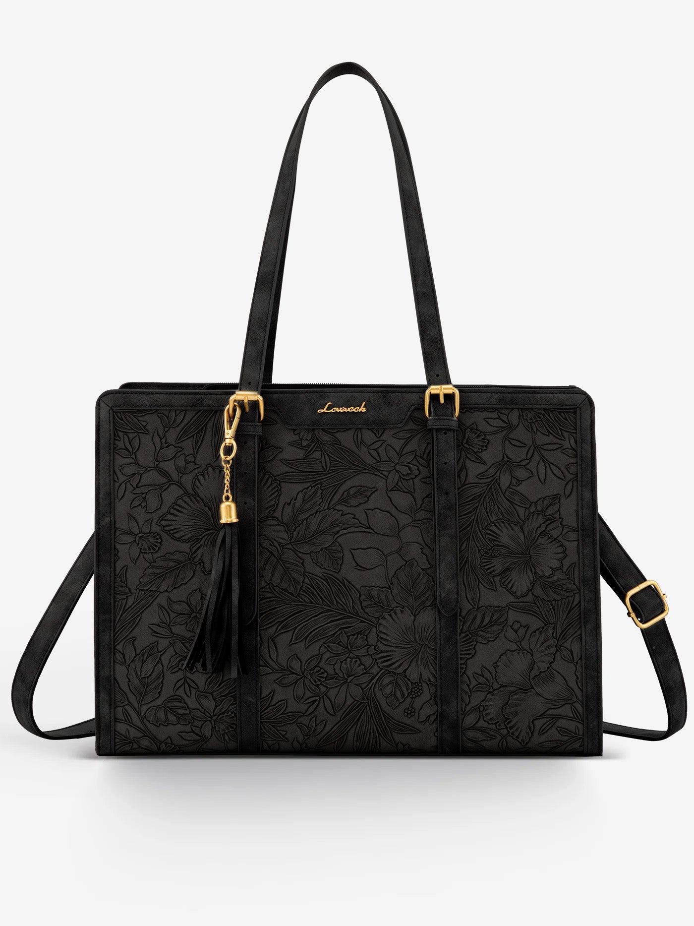 2Pcs Vintage Leather Laptop Tote, 15.6 17.3