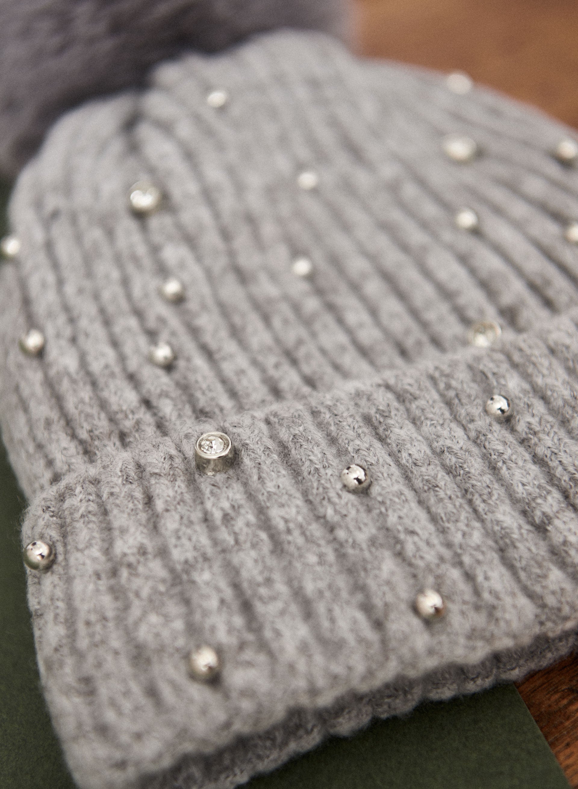 Crystal Detail Pom Pom Hat