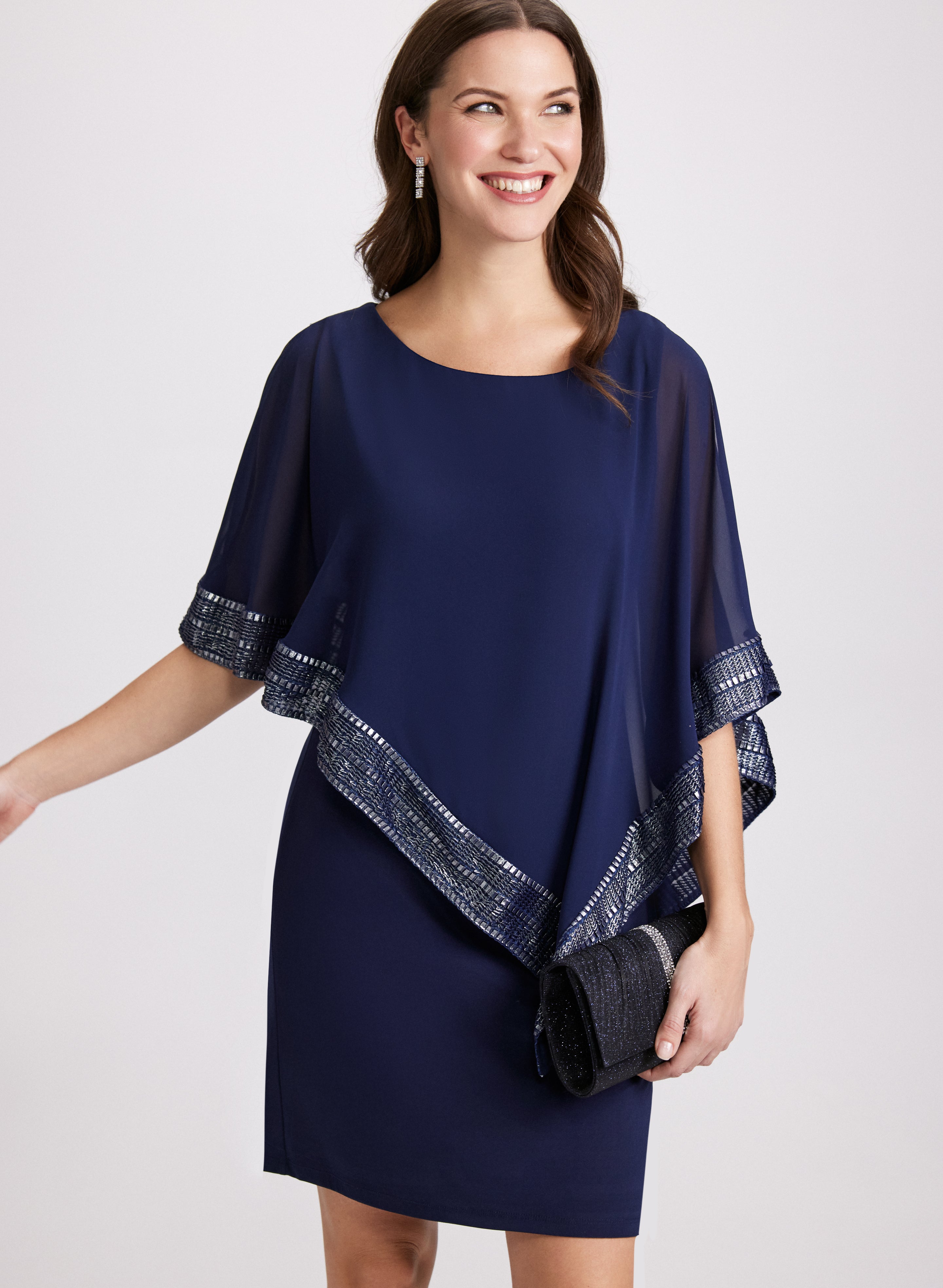 Chiffon Dress & Asymmetric Cape