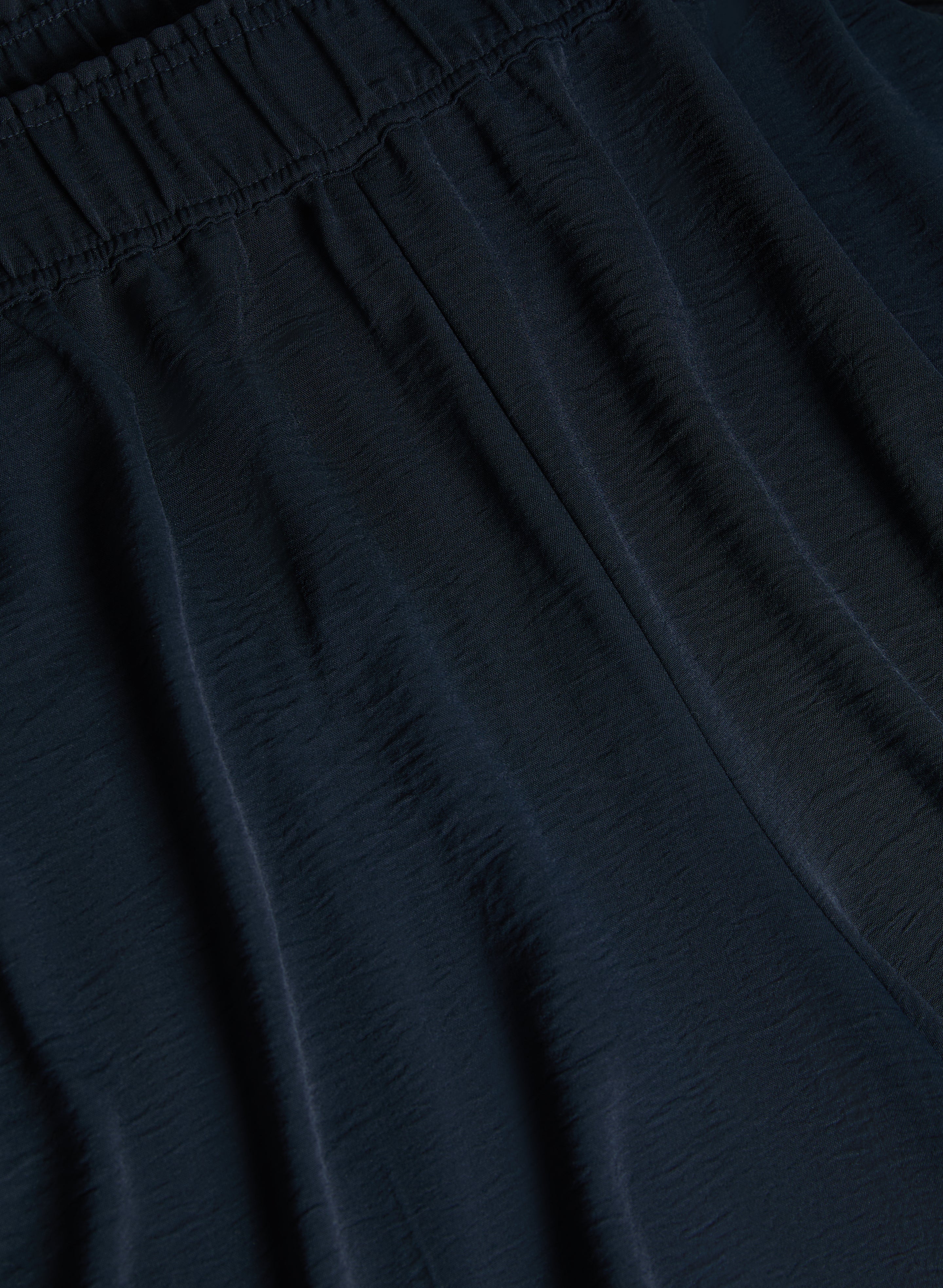 Crinkled Wide-Leg Pants