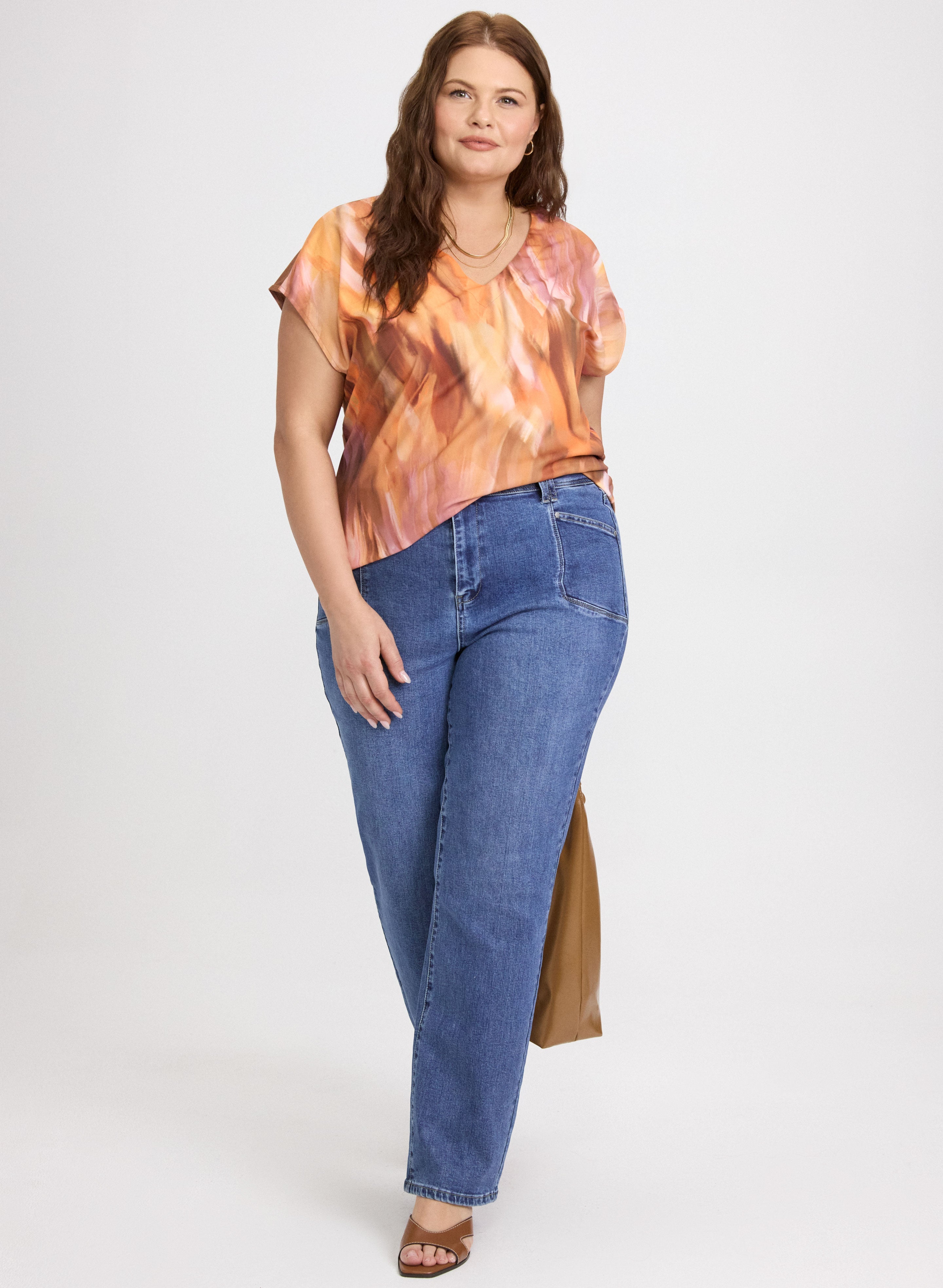 Abstract Cap Sleeve Top