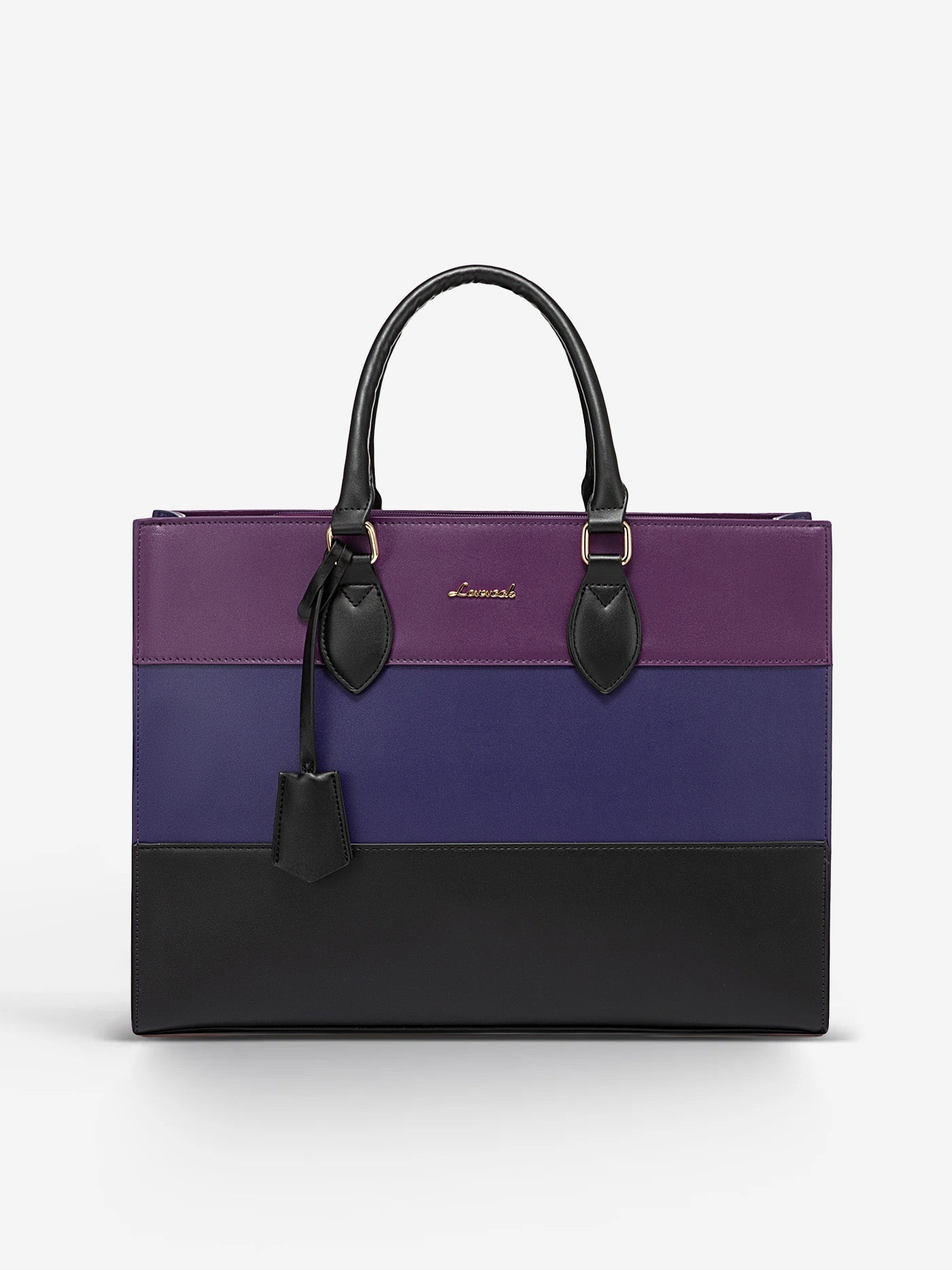 2Pcs Colorblock Laptop Tote Bag, 15.6 17.3