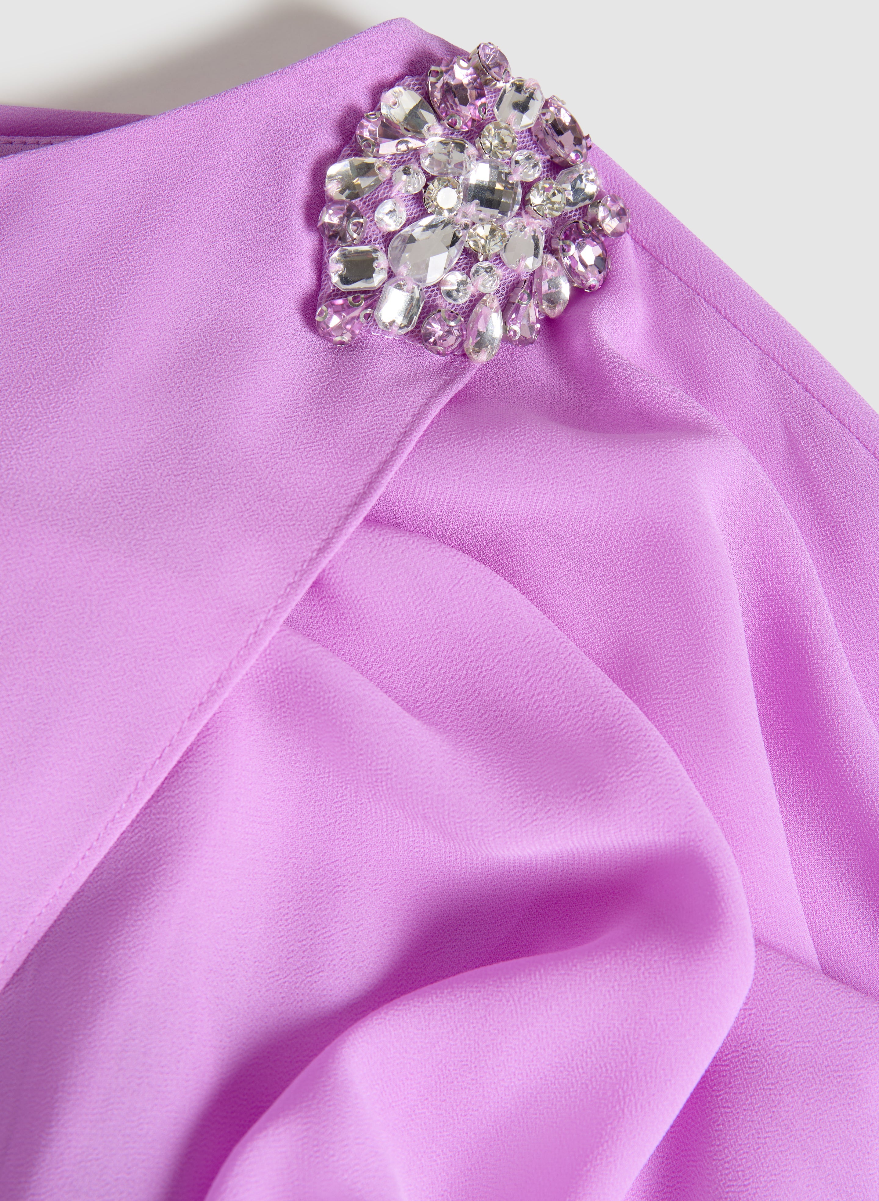 Brooch Embellished Capelet Dress