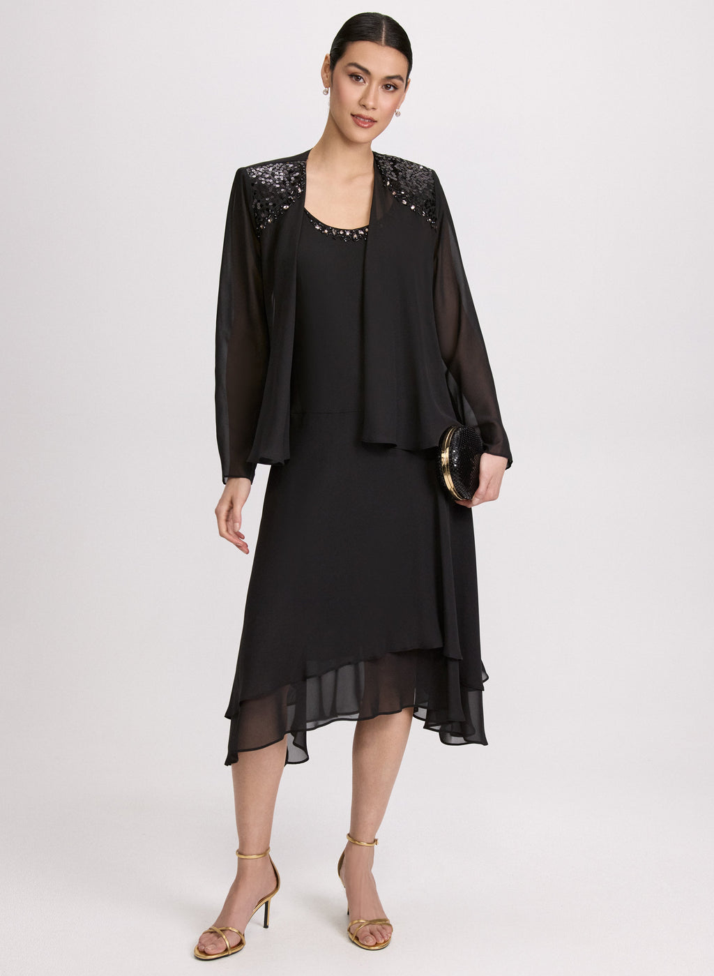 Chiffon Sequin Dress & Jacket Set