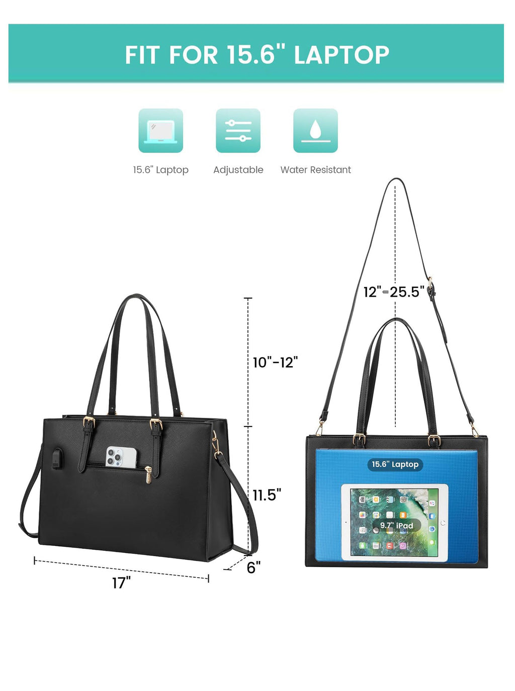 2Pcs Laptop Shoulder Bag, 15.6