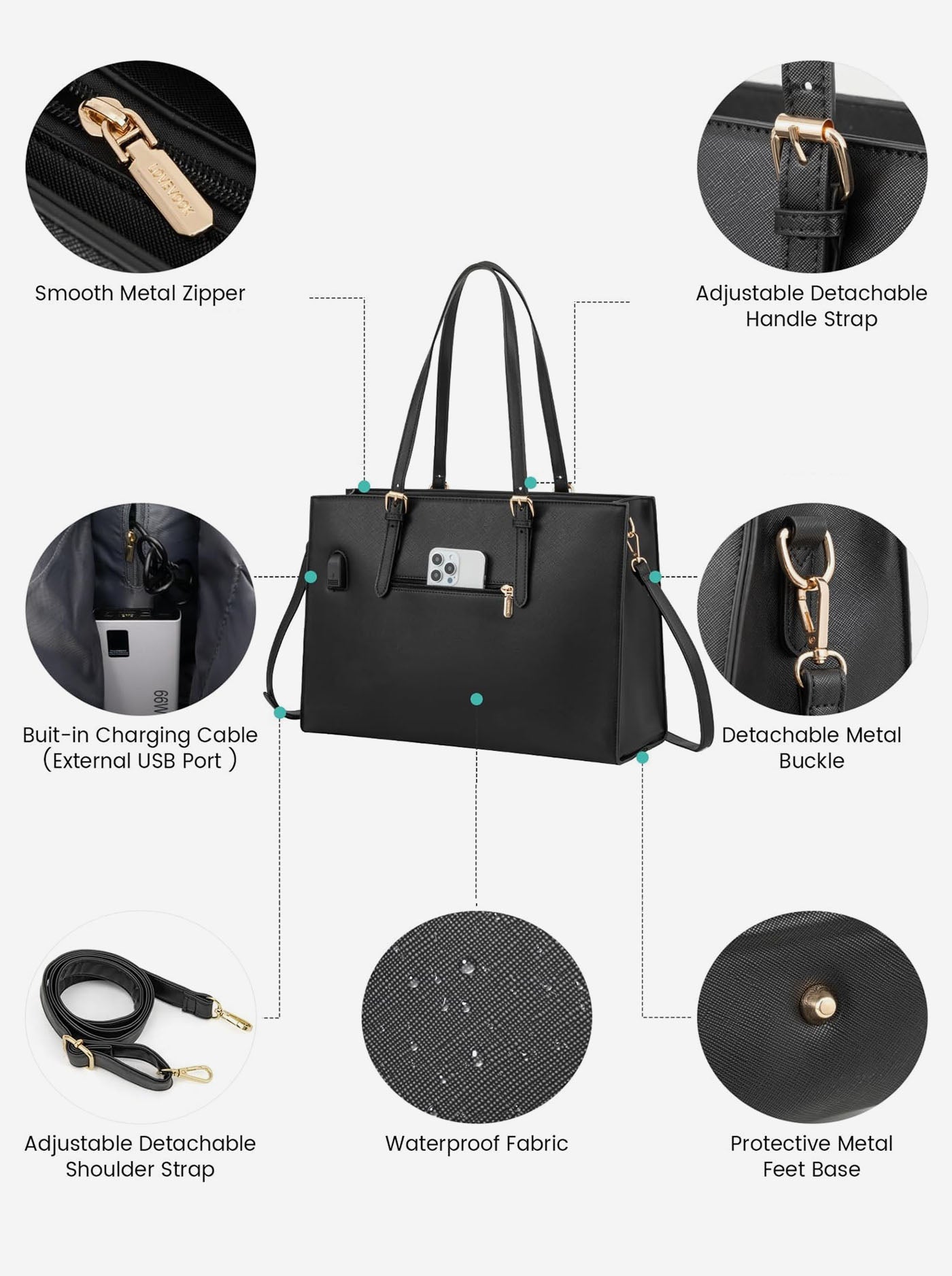 2Pcs Laptop Shoulder Bag, 15.6