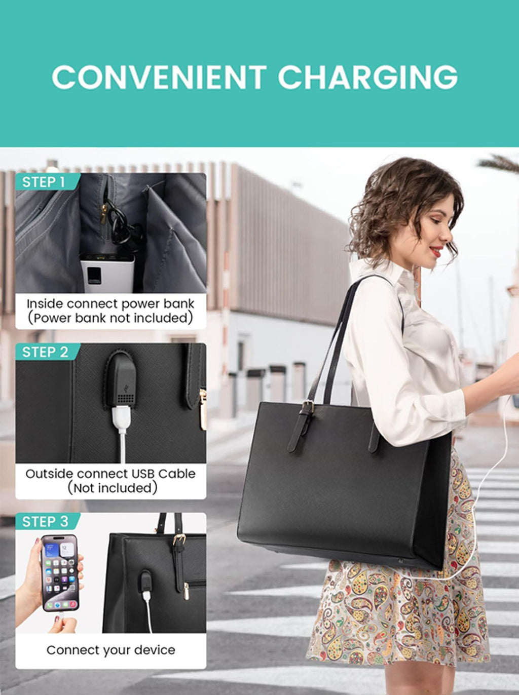 2Pcs Laptop Shoulder Bag, 15.6