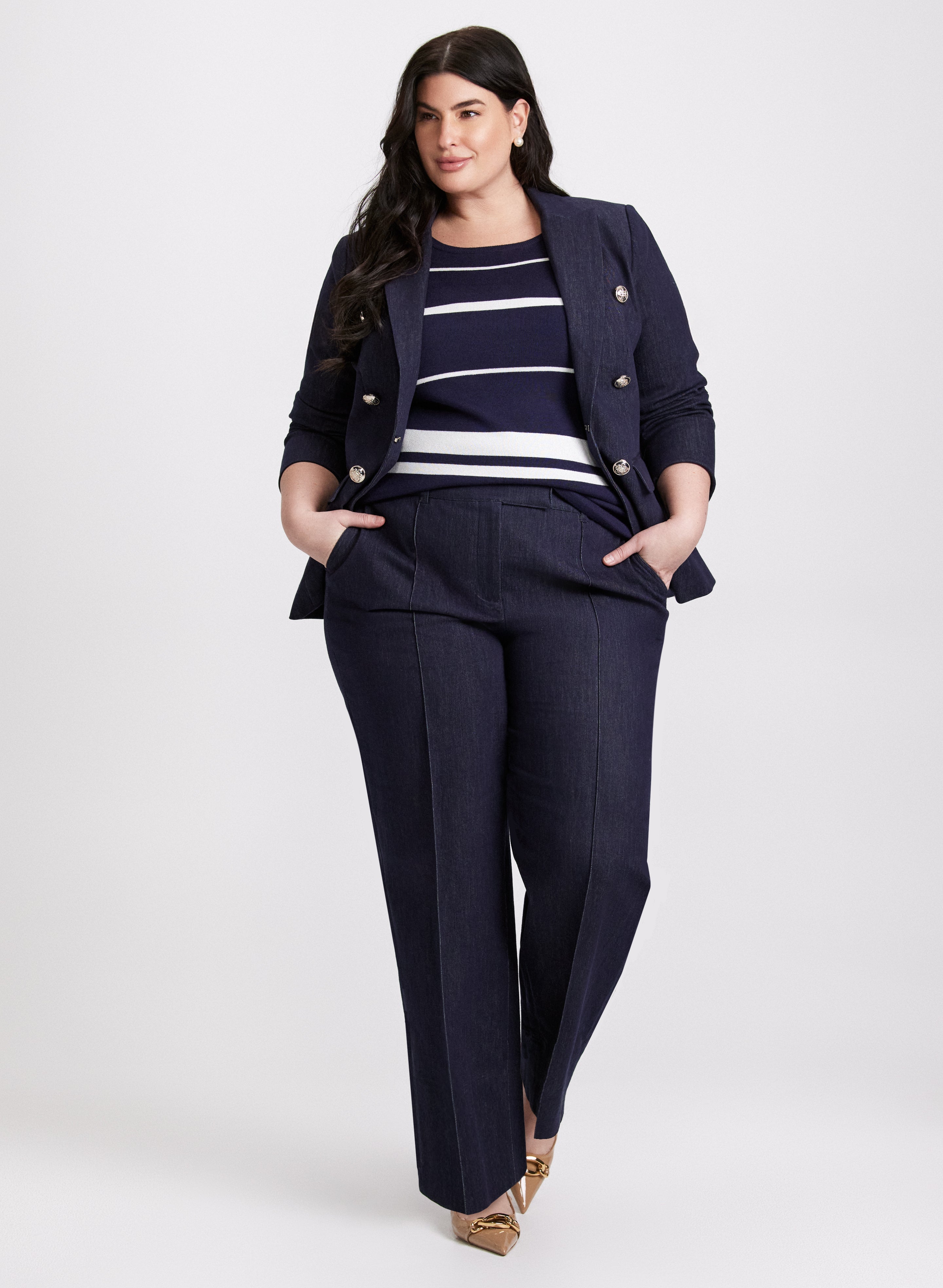 Decorative Flap Denim Blazer & Olivia Pull-On Denim Pants