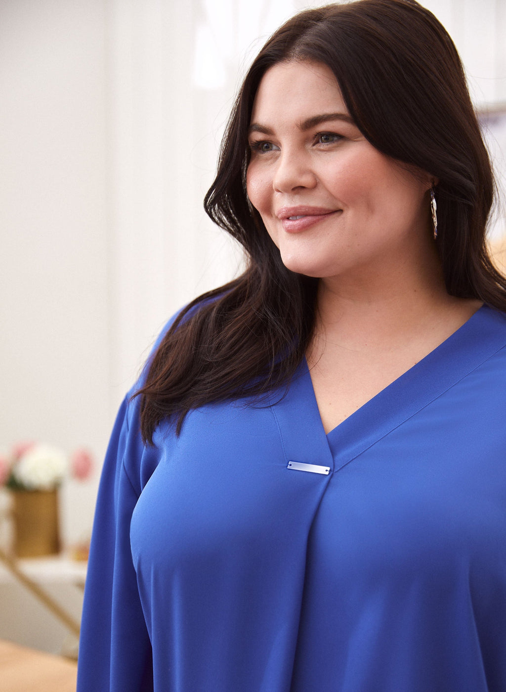 3/4 Sleeve V-Neck Blouse