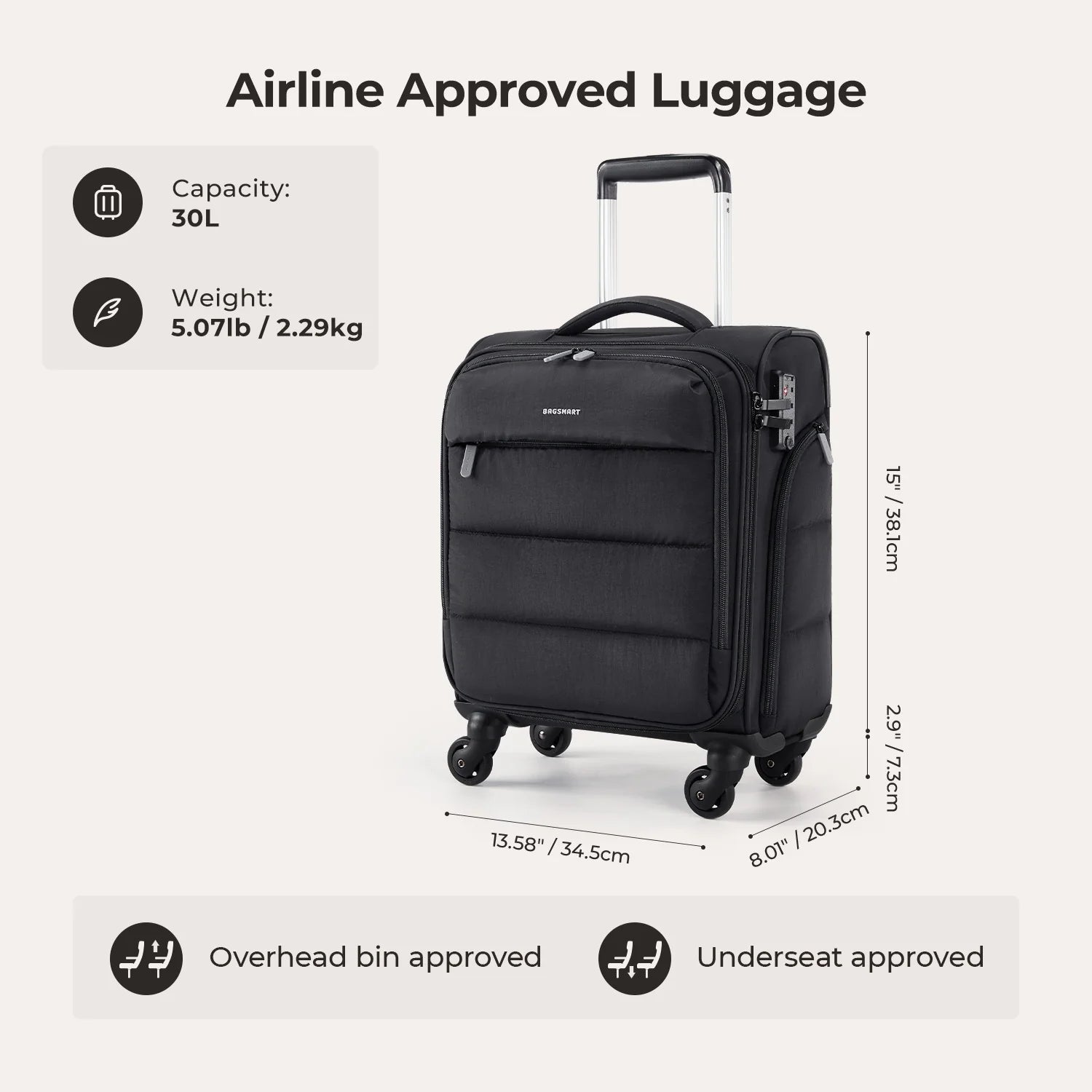 Bagsmart 16 Personal Item Carry on Luggage