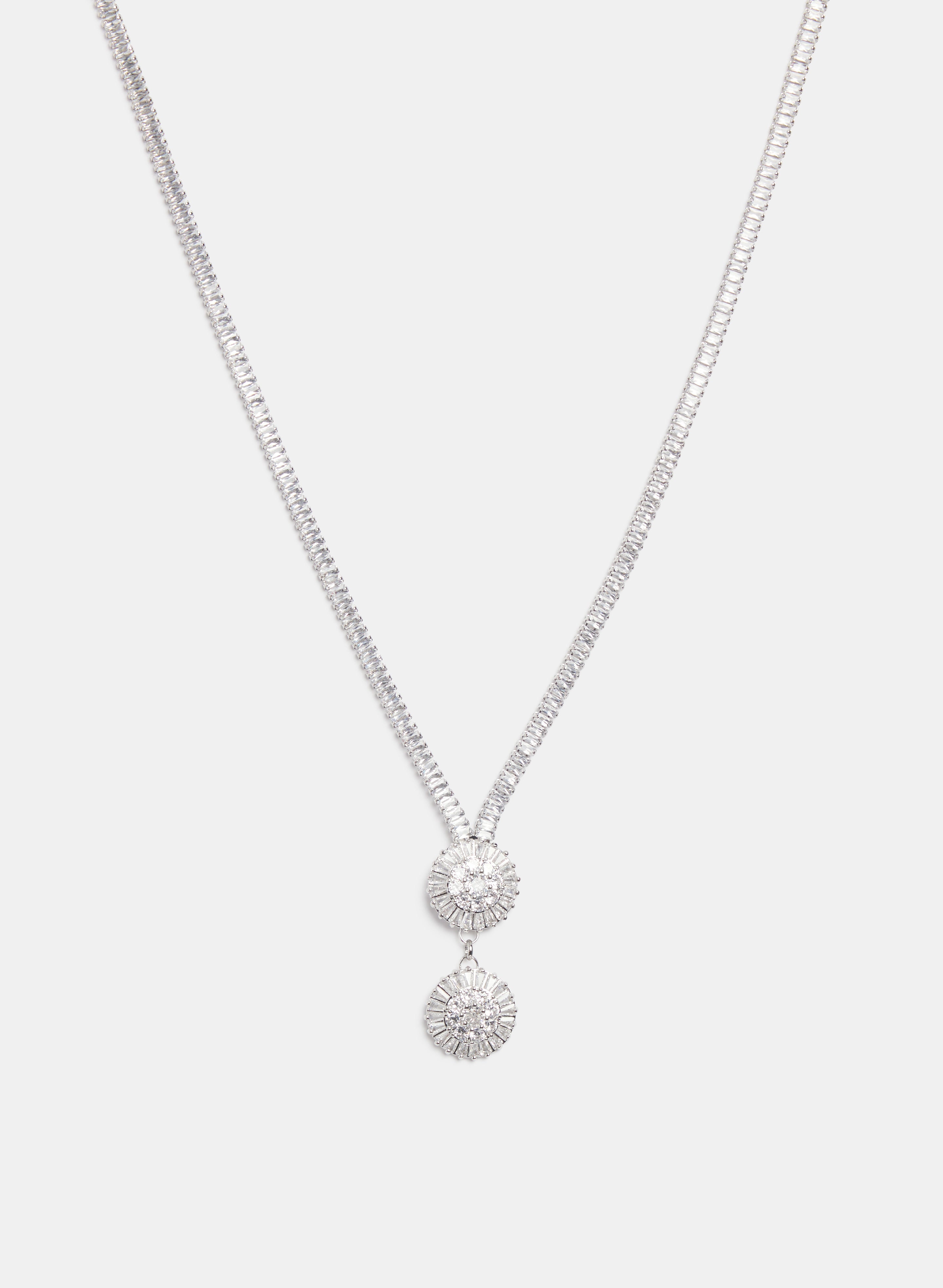 Cubic Zirconia Tiered Drop Necklace