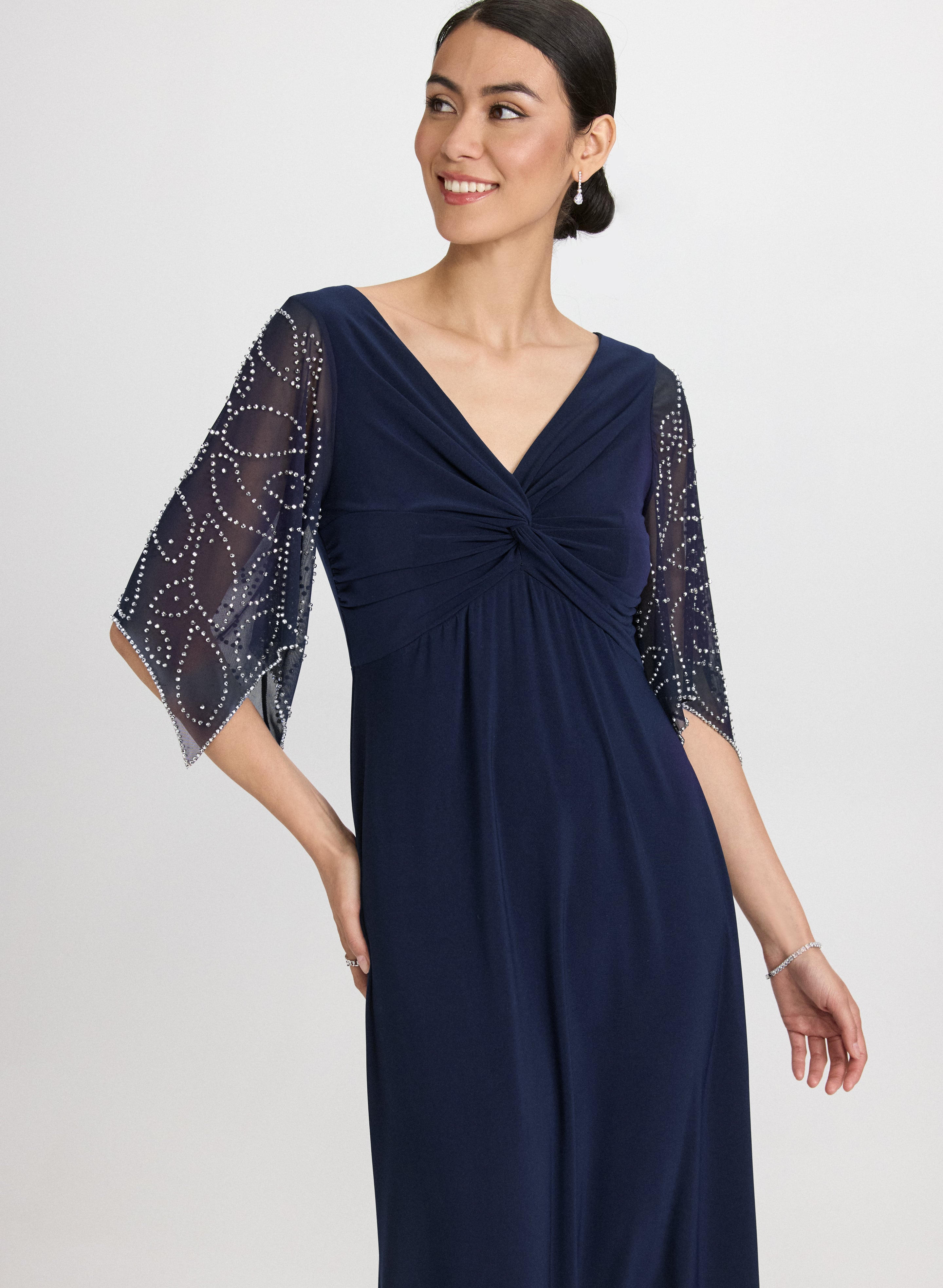 Beaded Flare Sleeve Dress