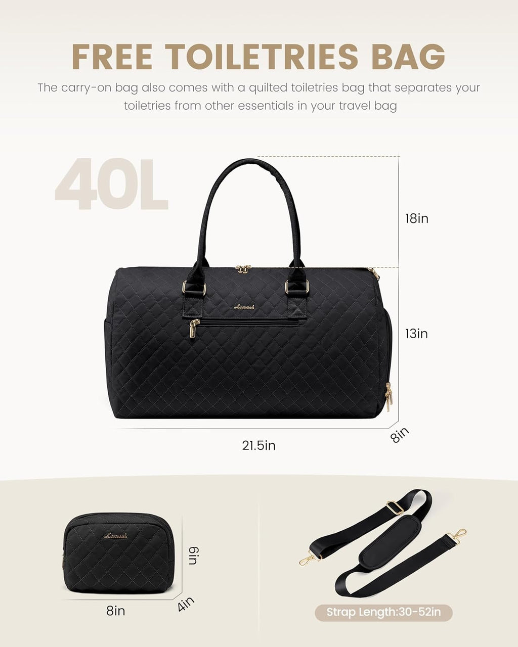 2Pcs Duffel Bag with Toiletry Bag