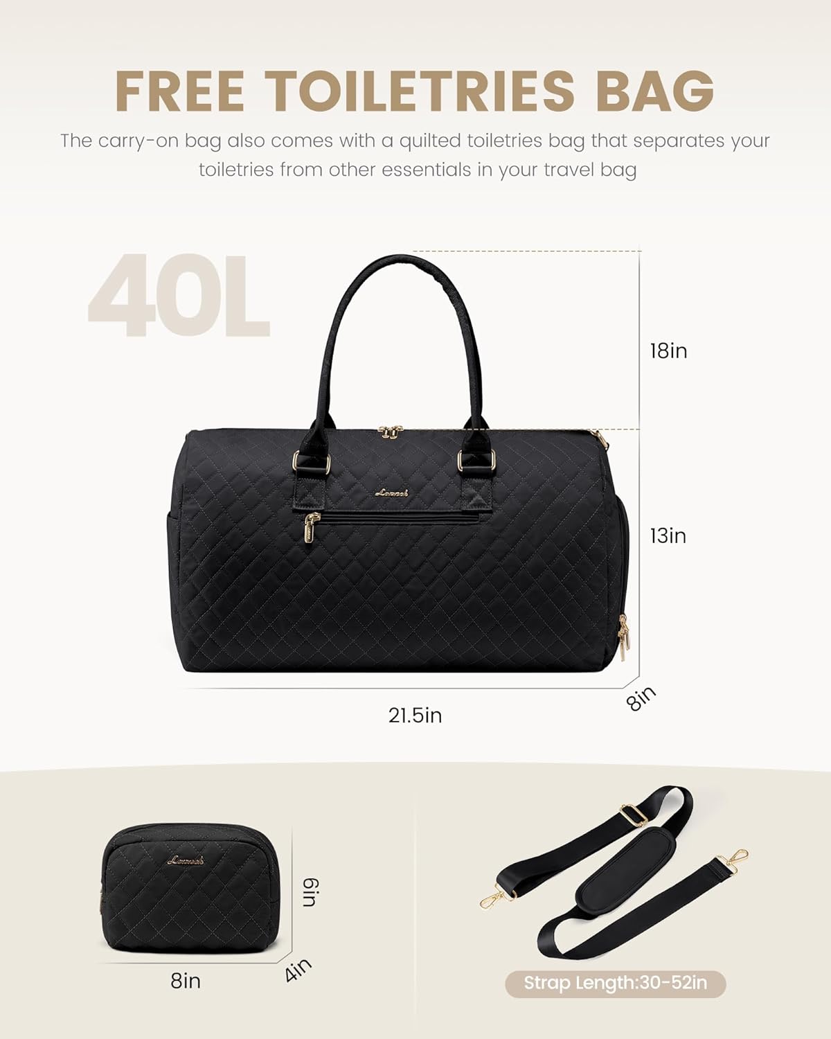 2Pcs Duffel Bag with Toiletry Bag