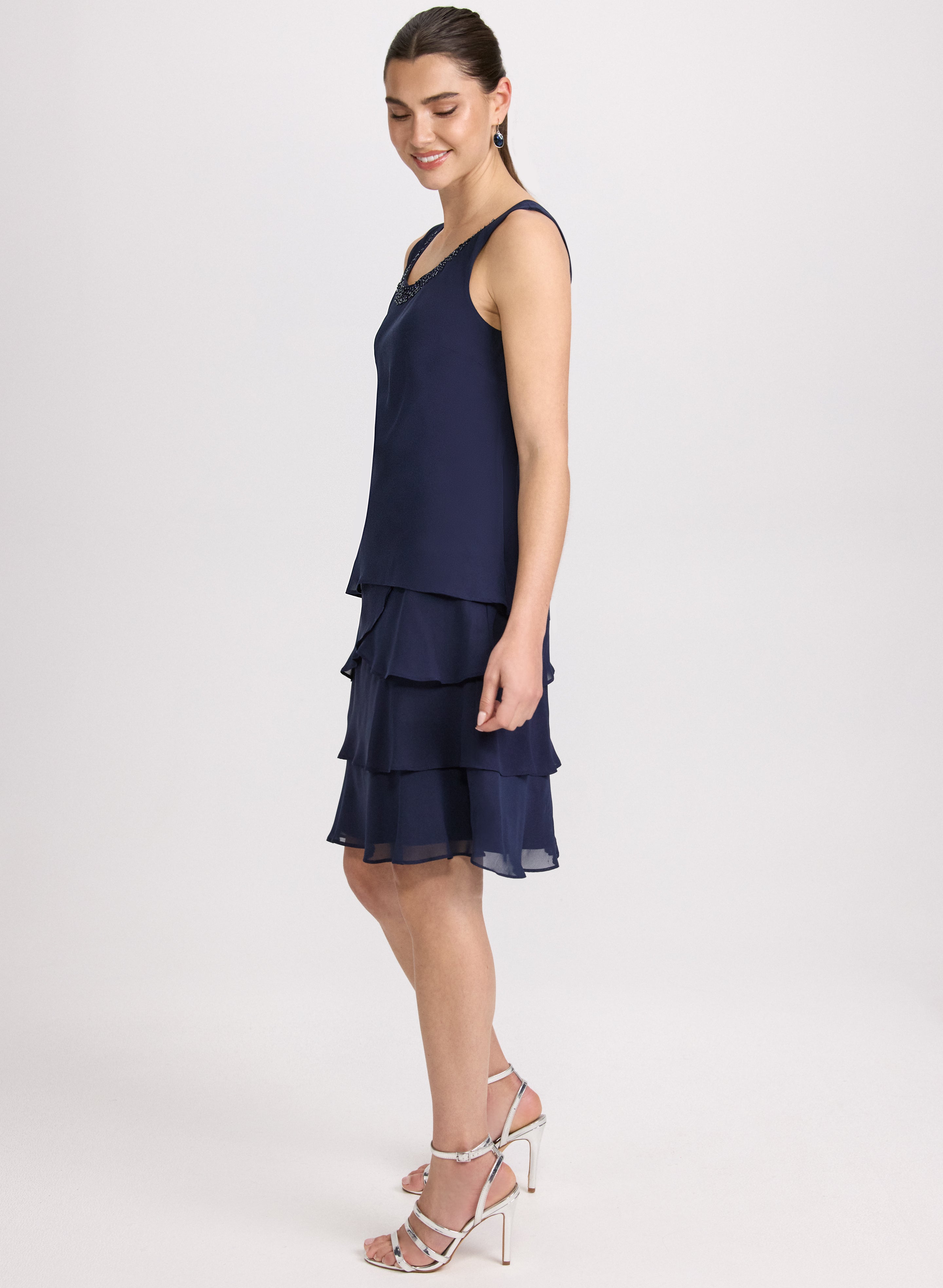 Chiffon Sequin Dress & Jacket Set