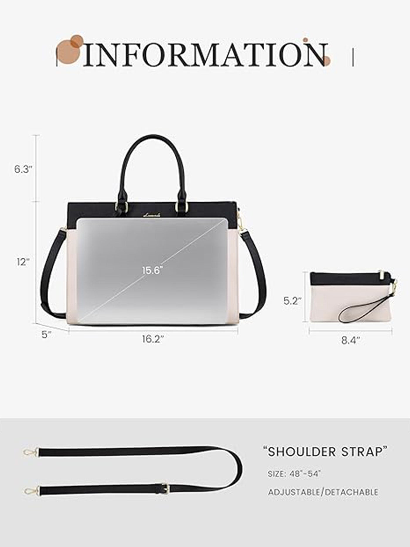 2Pcs Leather Computer Bag, 15.6 17.3