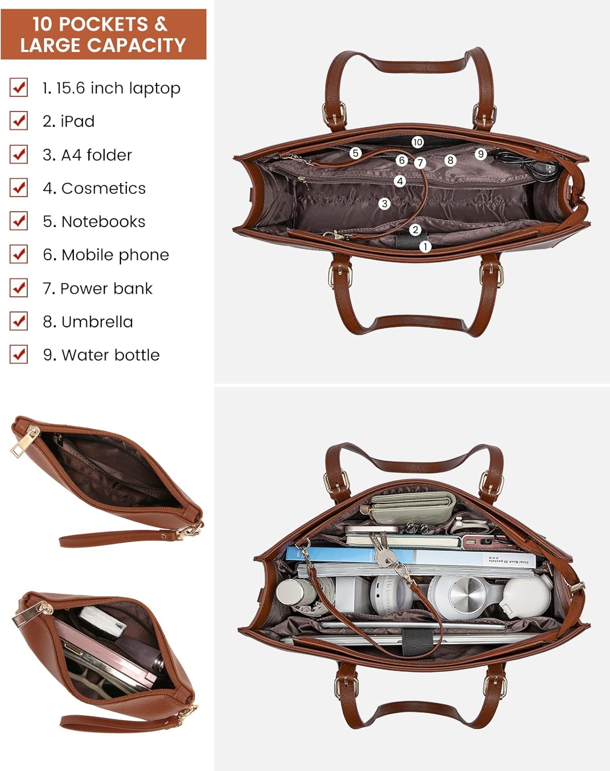 2Pcs Laptop Shoulder Bag, 15.6