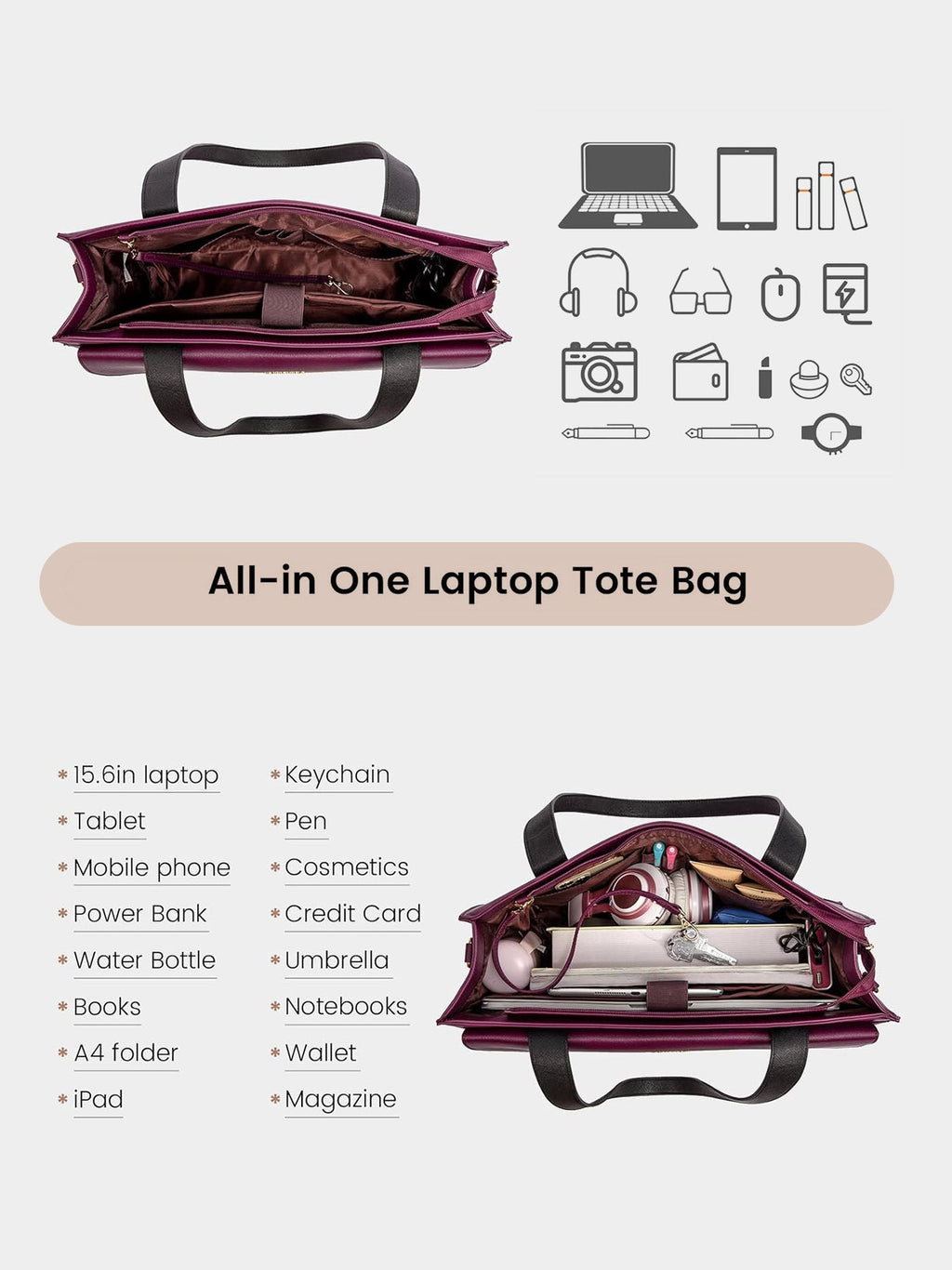 2Pcs Aphrodite Tote Bag, 15.6