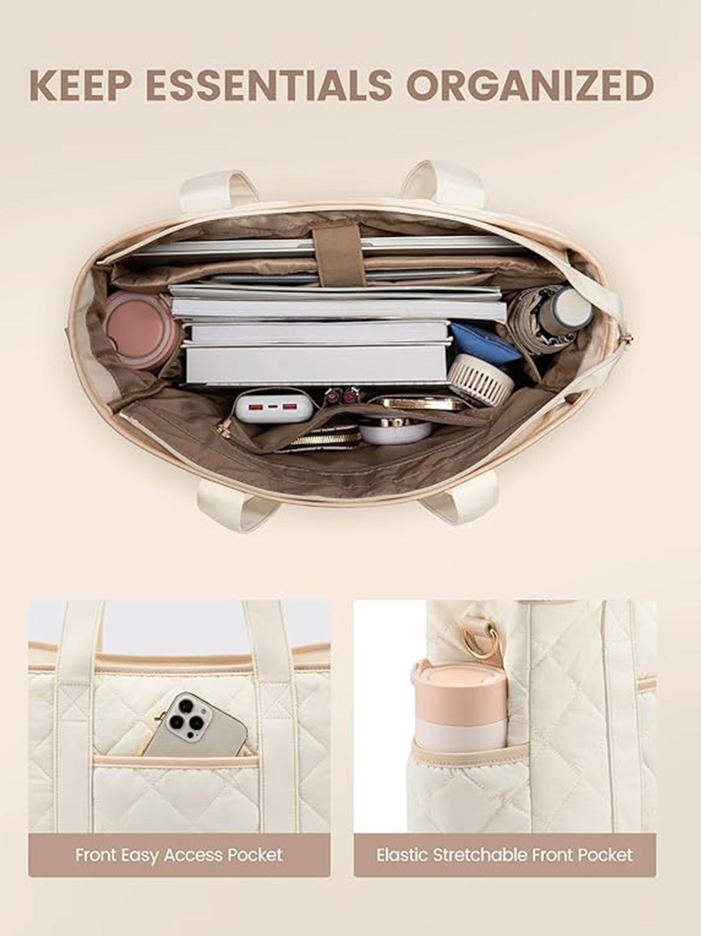 2Pcs Quilted Puffer Laptop Handbag, 15.6 17