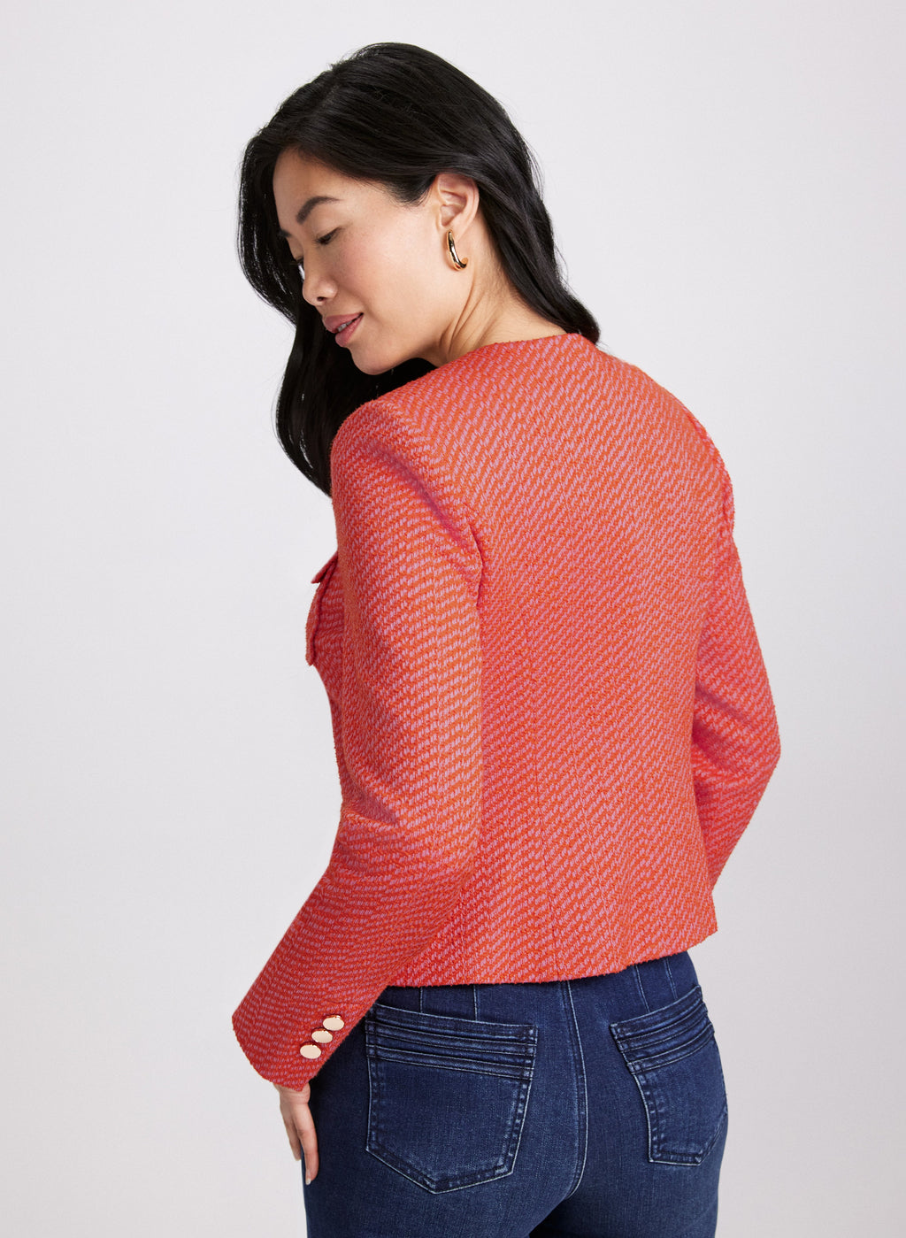 Bouclé Button-Down Jacket