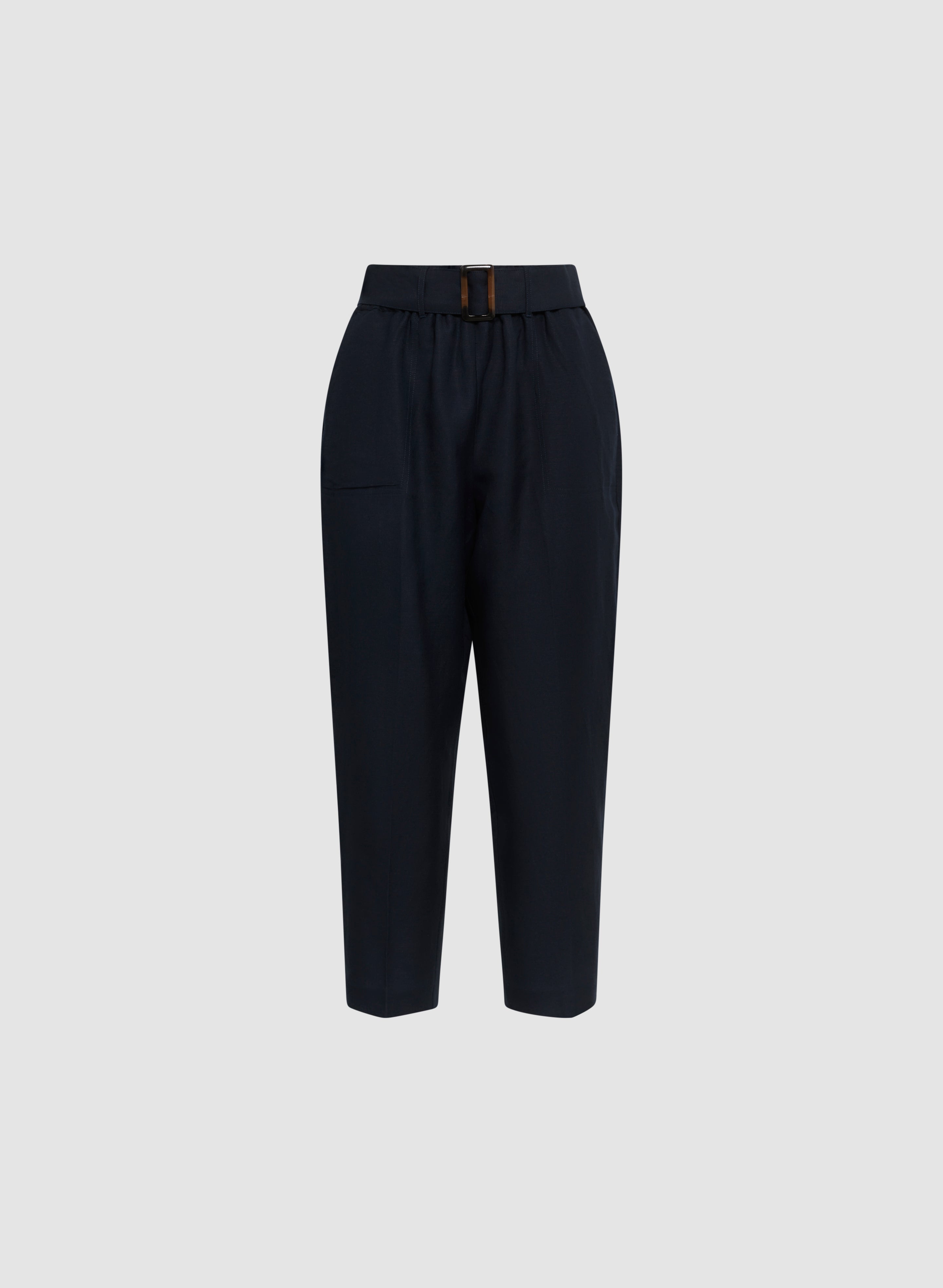 Belted Linen-Blend Capris