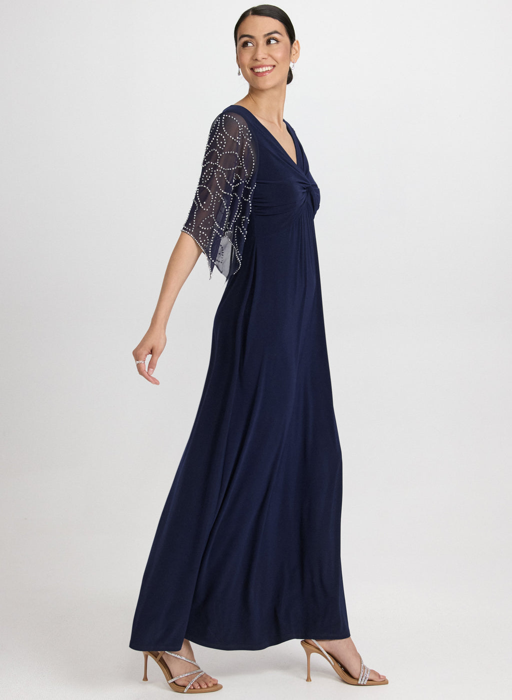 Beaded Flare Sleeve Dress