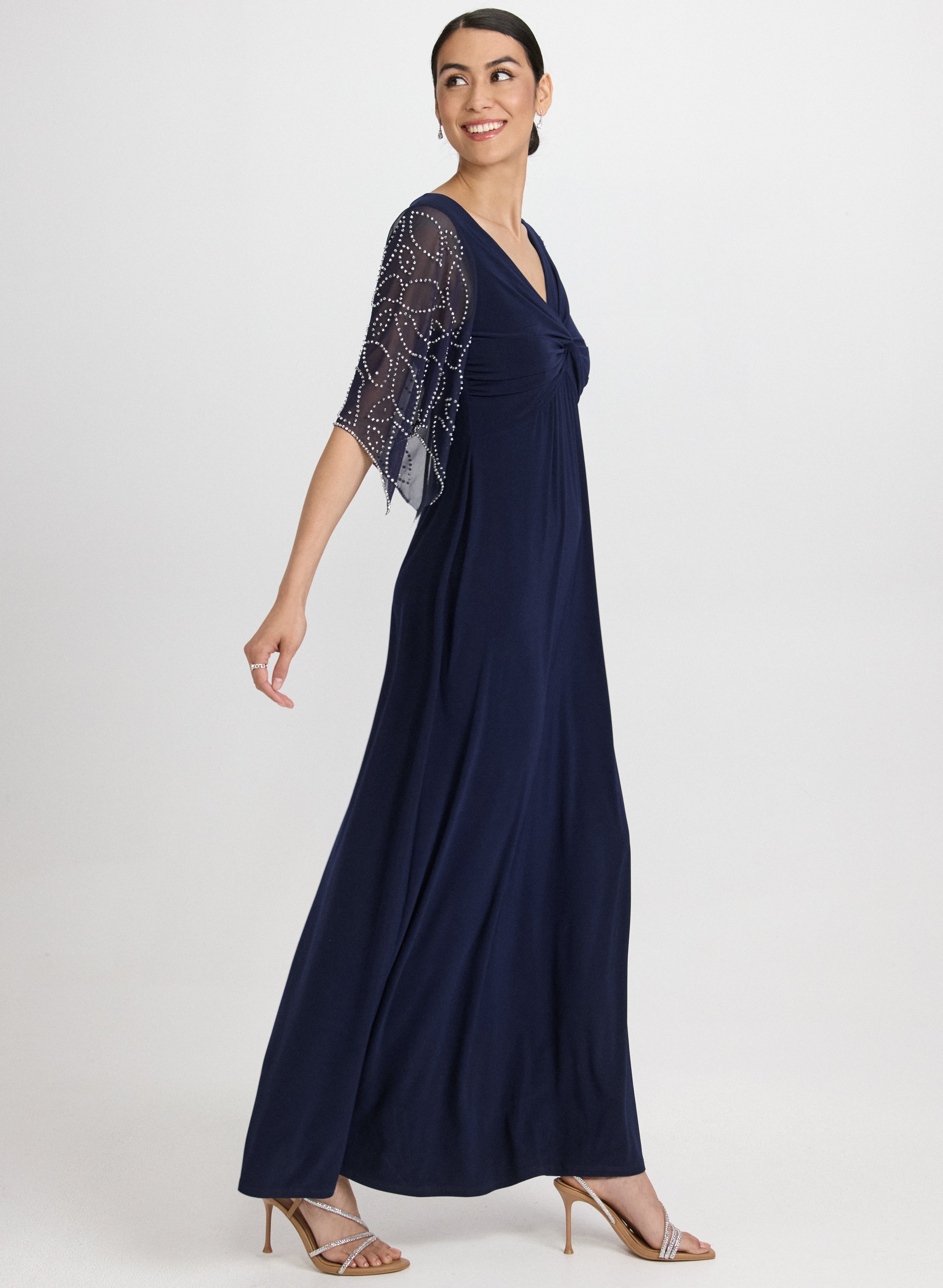 Beaded Flare Sleeve Dress