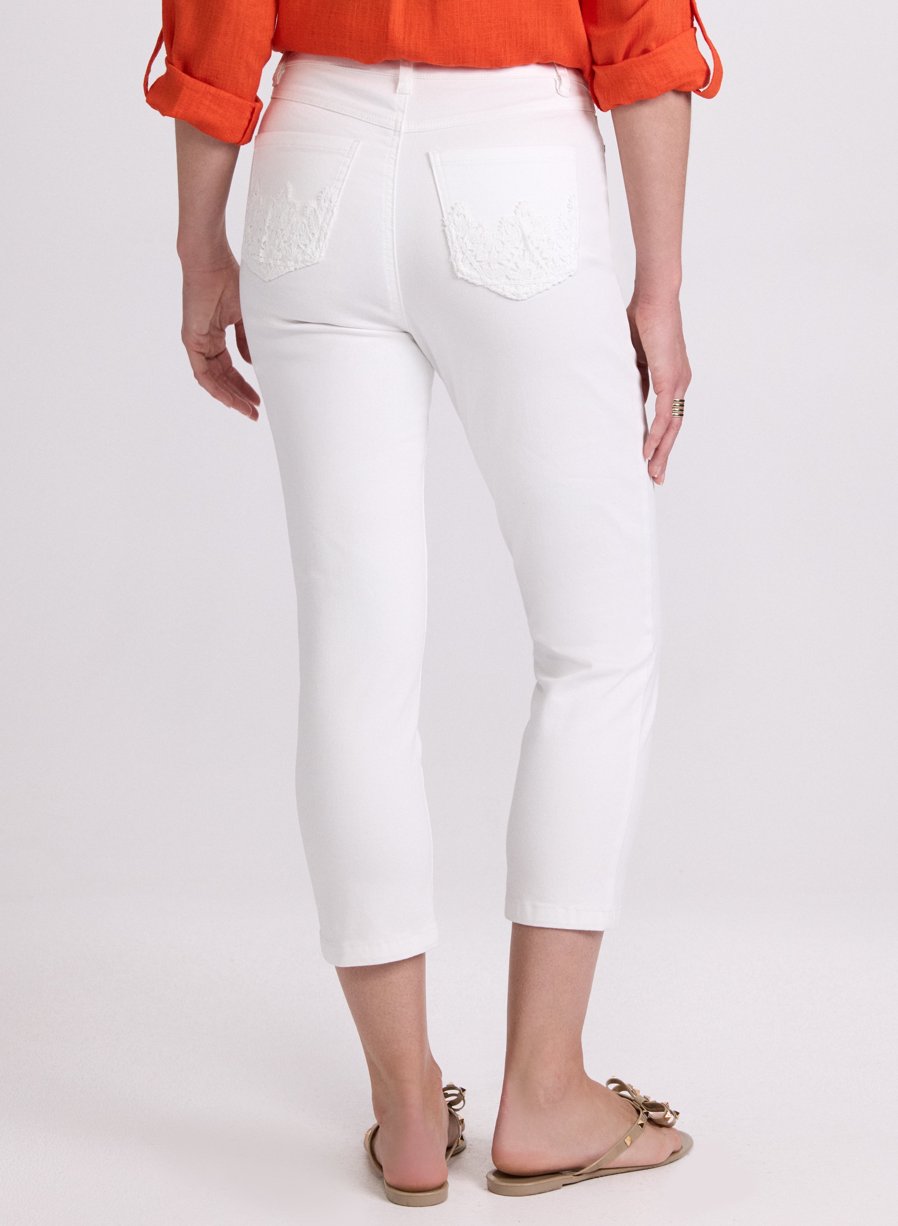 Crochet Trim Denim Capris