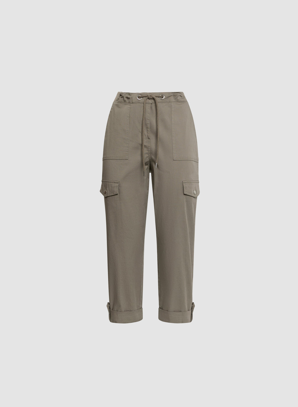 Cotton Drawstring Waist Cargo Capris